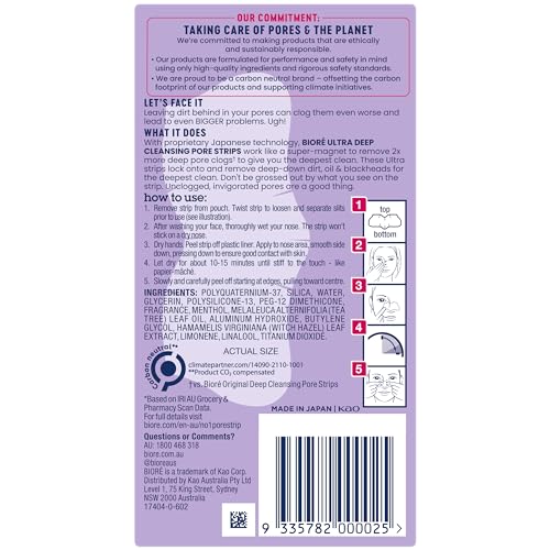 Bioré Witch Hazel Ultra Cleansing Pore Strips, Nose Strips, Clears Pores up to 2x More than Original Pore Strips, 6 Ct, features C-Bond Technology, Oil-Free, Non-Comedogenic Use (Packaging May Vary) - Image 8