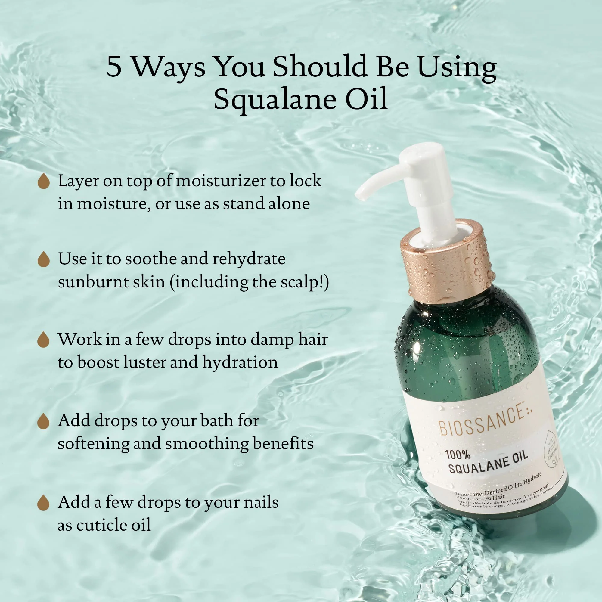 BIOSSANCE 100% Squalane Oil - Sustainable, Vegan Face Oil & Body Oil - Hydrating, Fast-Absorbing Moisturizer - Ideal for Oily Skin, Face, Hair - Organic Sugarcane-Derived Squalane, 3.3 ounces - Image 10