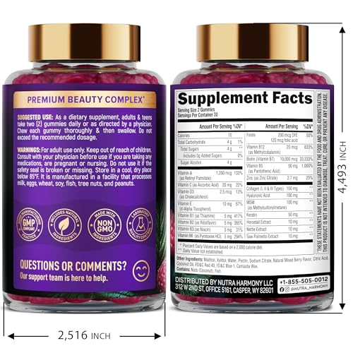 Biotin Gummies with Collagen - Hair Growth Support Skin, & Nail Strength - for Women & Men - Biotin 10000mcg | Keratin | Hyaluronic Acid | B-Complex | Saw Palmetto - Sugar-Free, Mixed Berry - 60 Gummy - Image 10