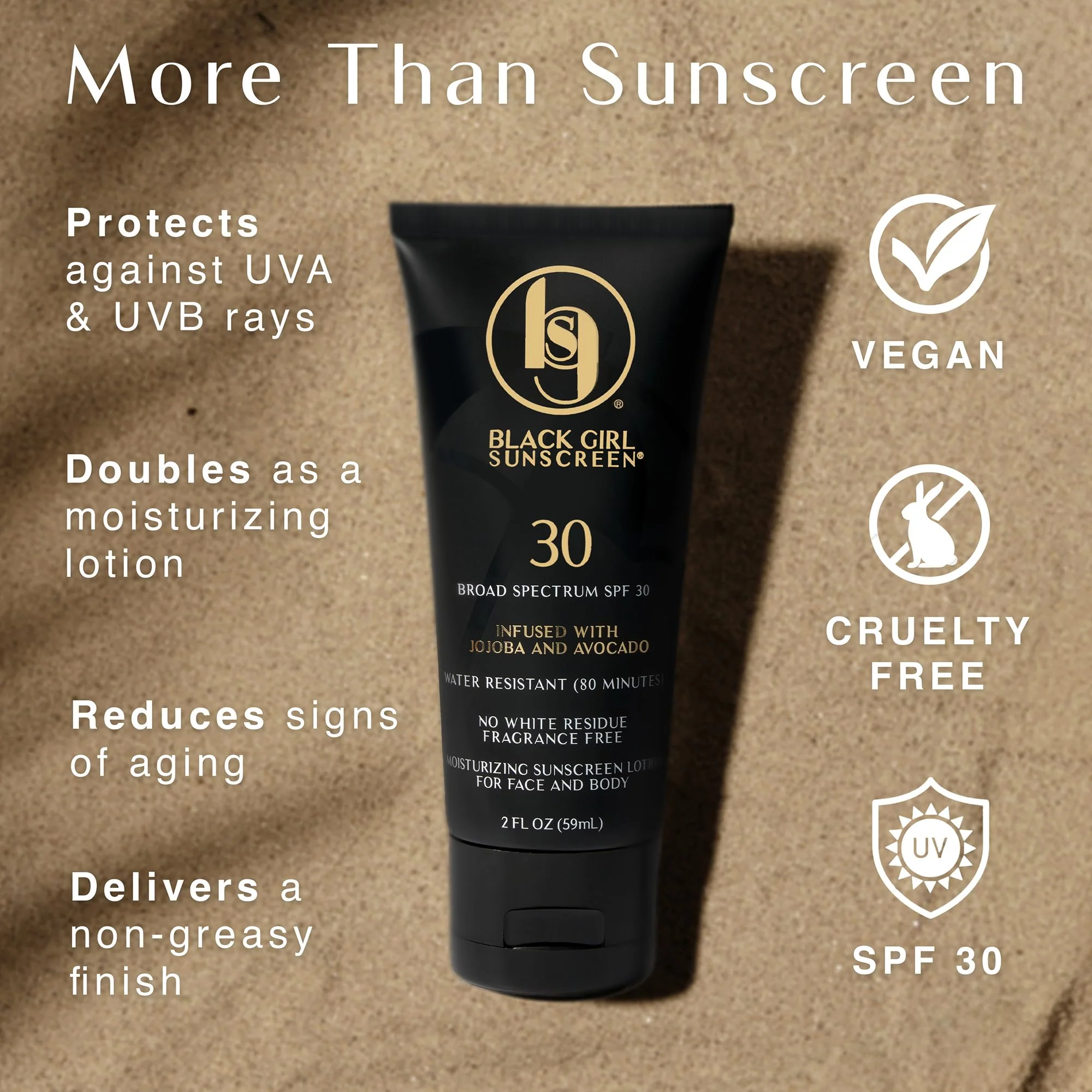 Black Girl Sunscreen SPF 30 for the Face & Body - Moisturizing Sun Protection, SPF 30, Sun Lotion for Women, Ultra Sheer, Travel Size, No White Cast for Melanin Rich Skin - 2 fl oz - Image 6