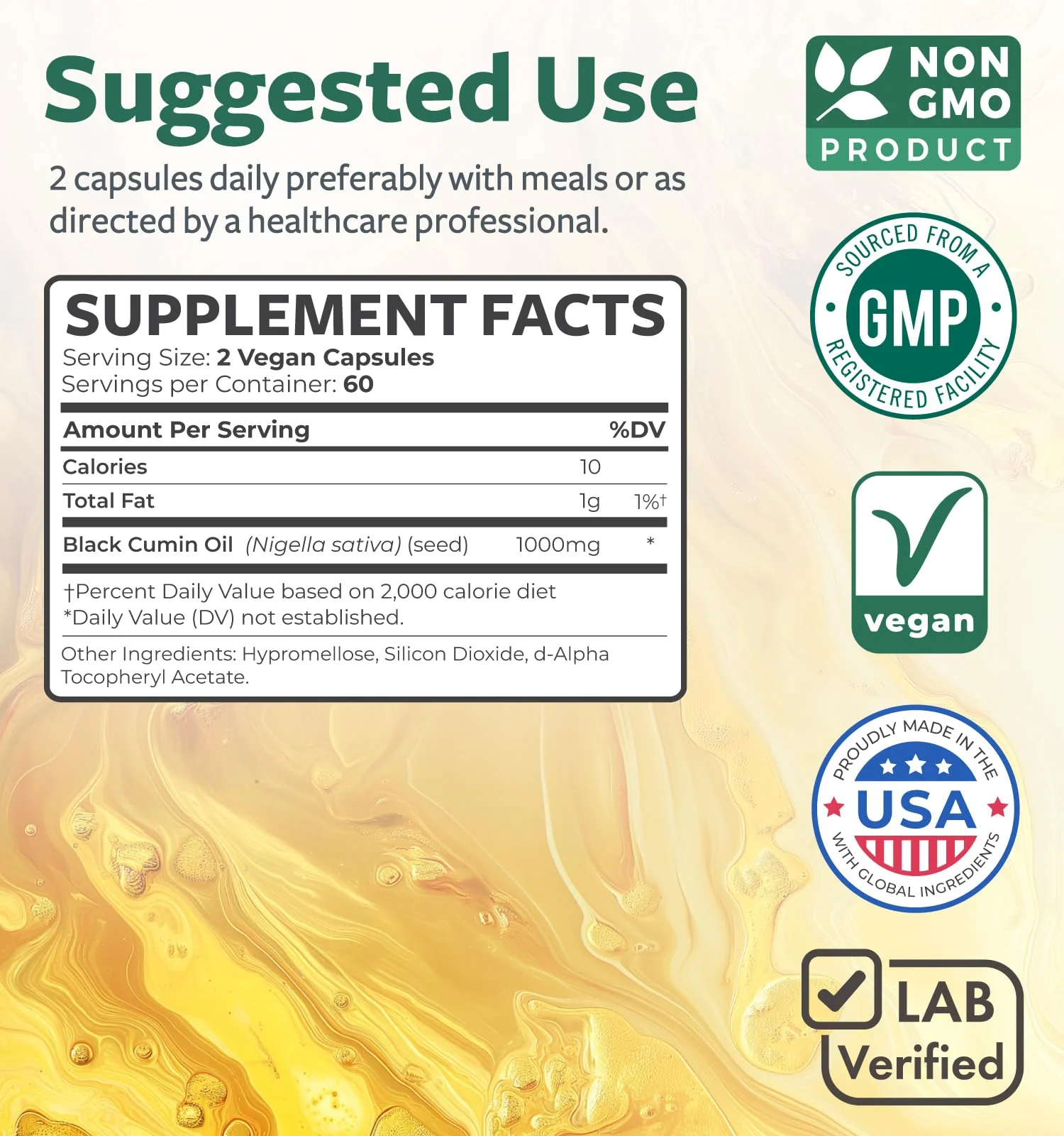 Black Seed Oil - 120 Softgel Capsules Skin Health (Non-GMO & Vegan) Cold-Pressed Nigella Sativa Producing Pure Black Cumin Seed Oil with Vitamin E - 500mg Each, 1000mg Per 2 Capsule Serving - Image 6