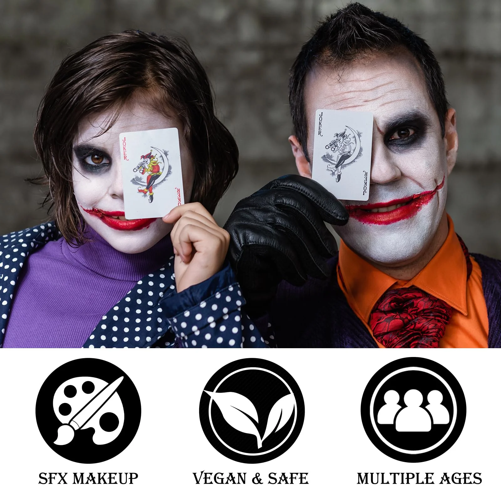 Black White Red Face & Body Paint - Blendable Facepaint Foundation with Sponge & Brush for Skin, Professional Halloween Face Make-up Kit for Zombie Clown Vampire Skeleton Skull Joker Costume - Image 6