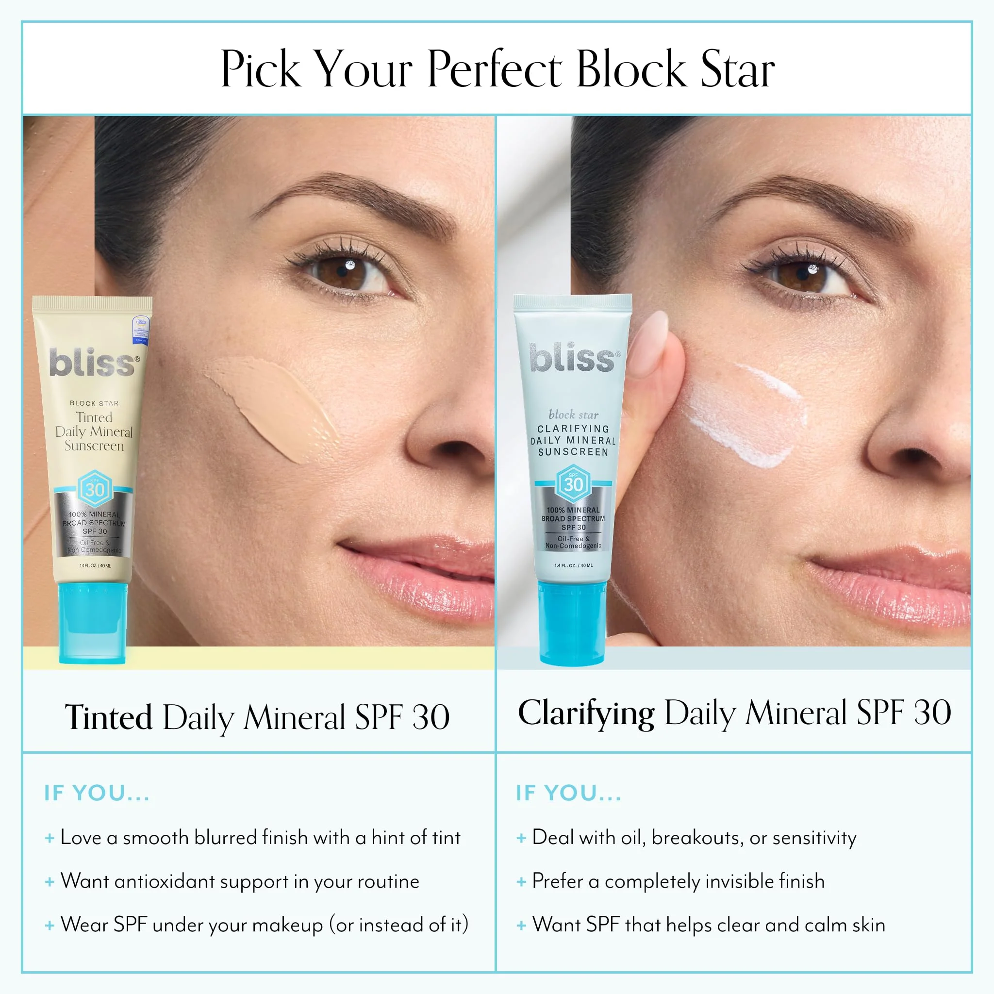 Bliss Block Star SPF 30 Daily Tinted Mineral Sunscreen with Zinc Oxide - All Skin Tones - 100% Mineral Broad Spectrum Sunscreen with Titanium Dioxide & Antioxidant Blend- 1.4 fl oz. - Image 2