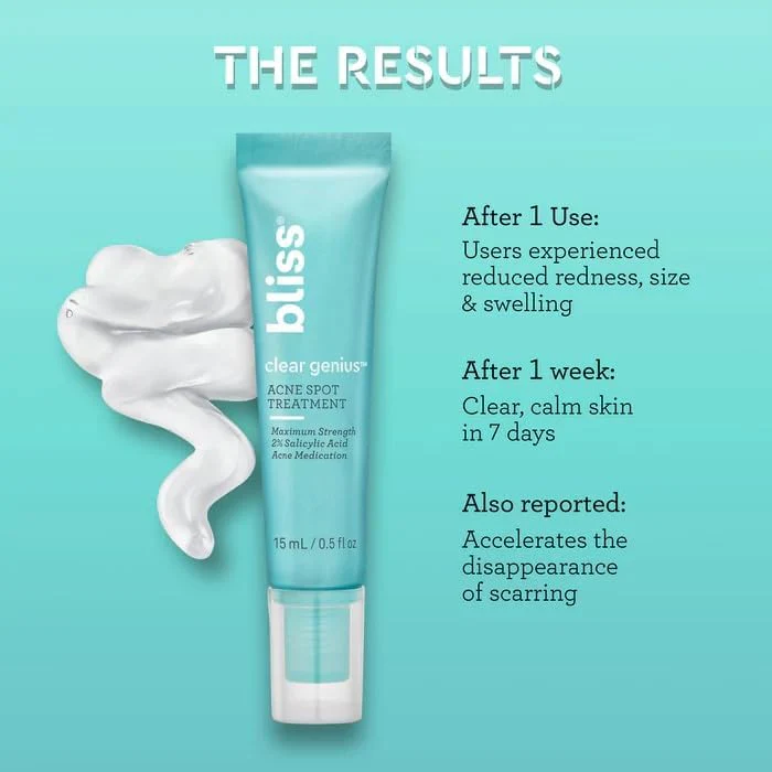 Bliss Clear Genius Acne Spot Treatment – Maximum Strength 2% Salicylic Acid Shrinks Blemishes – Clean, Vegan, Cruelty-Free, 0.5 Fl Oz - Image 7
