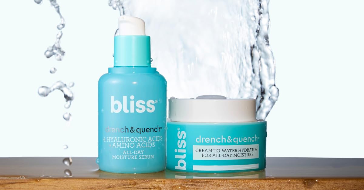 Bliss Hyaluronic Acid Drench & Quench Serum + Moitsturizer– Hydrating Ingredients for Dry, Sensitive Skin - Lightweight Gel Formula for Deep Hydration & Plump Skin - Clean, Cruelty-Free - 1 Fl Oz - Image 2