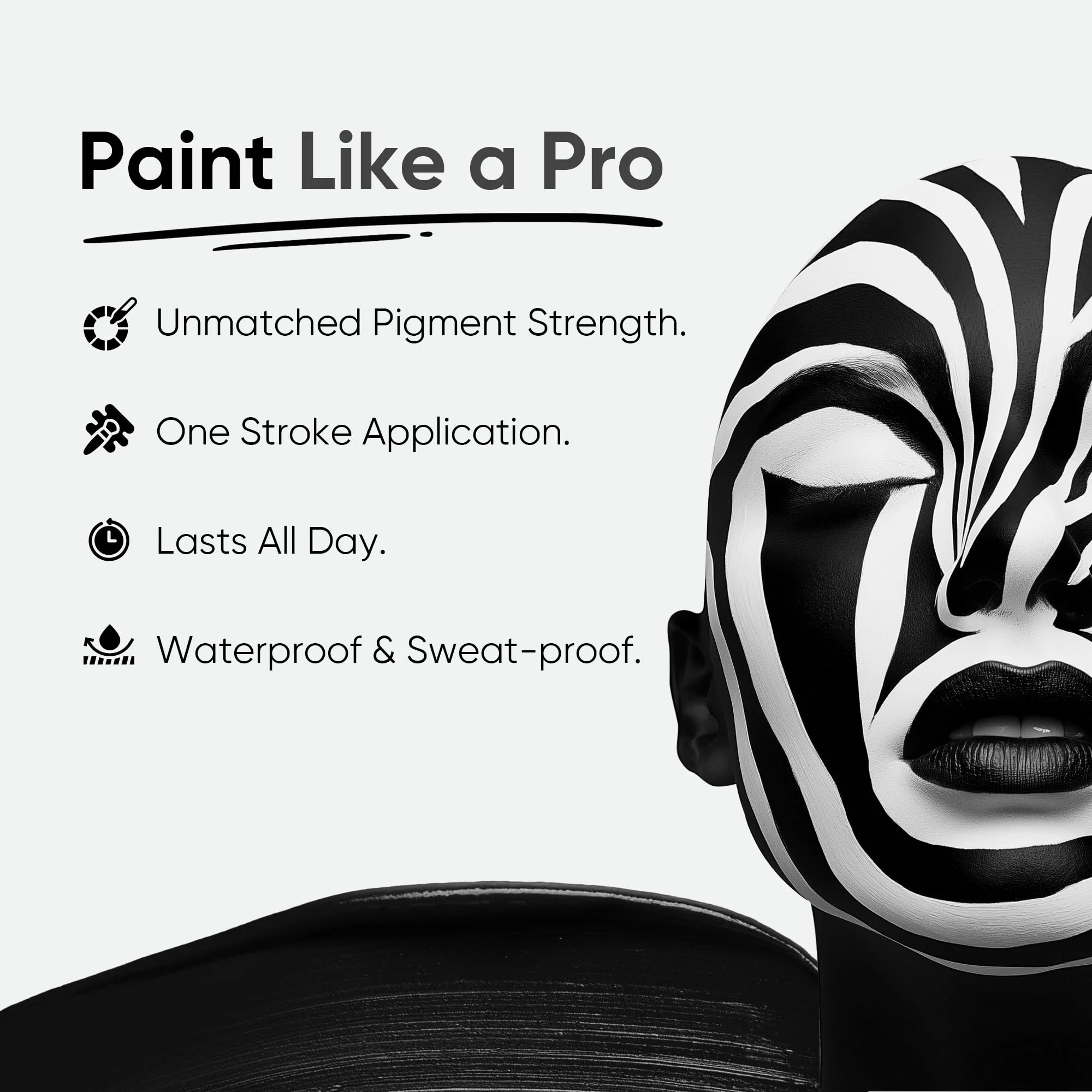 Blue Squid PRO Black Face Paint Stick - Waterproof Body Paint for Adults & Kids Eye Black Baseball, Eyeblack Softball - Vegan Hypoallergenic Twist-Up Non-Toxic Makeup Stick for Cosplay, Sports & SFX - Image 6