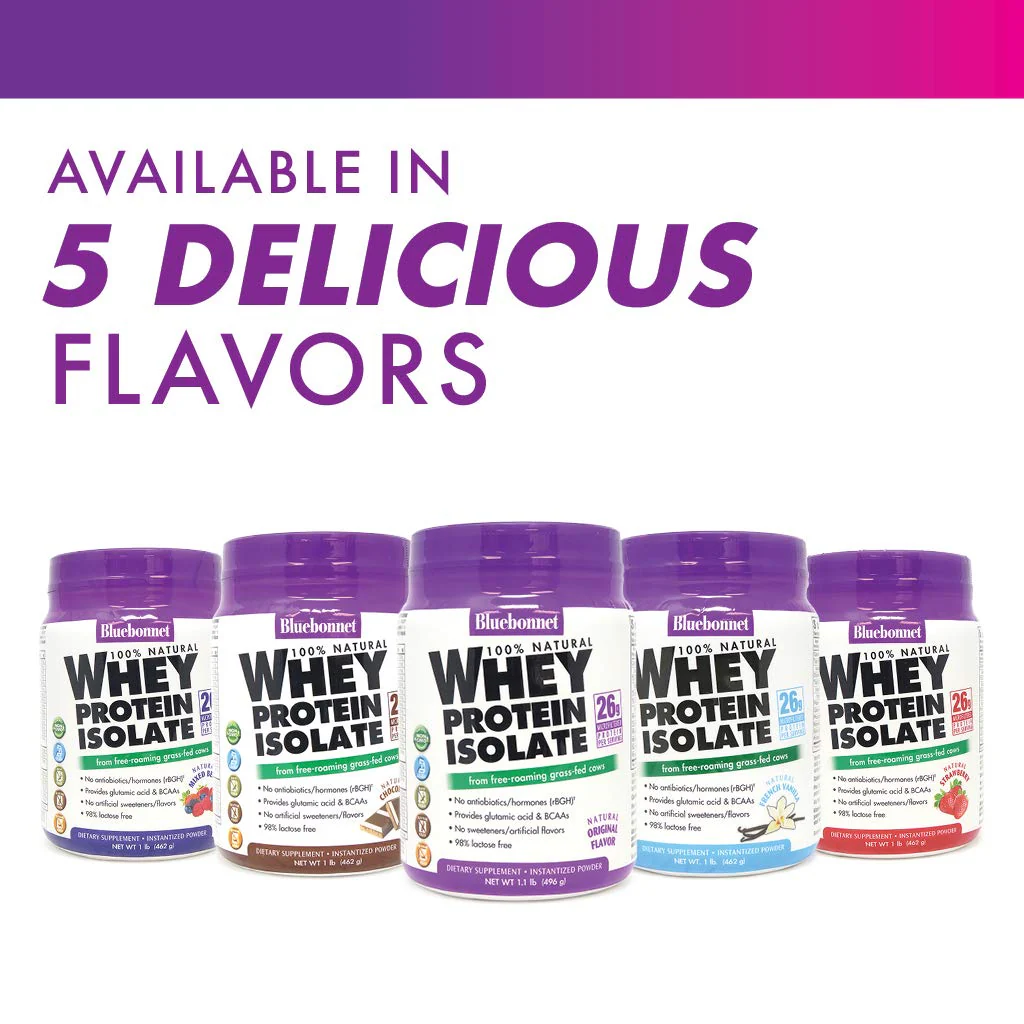 Bluebonnet Grass Fed Whey Protein Isolate 26 g Energy & Workout Recovery BCAA Amino Acids - Gluten-Free, Non-GMO, Soy-Free Vanilla Protein Powder for Women & Men - 14 Servings - Image 7