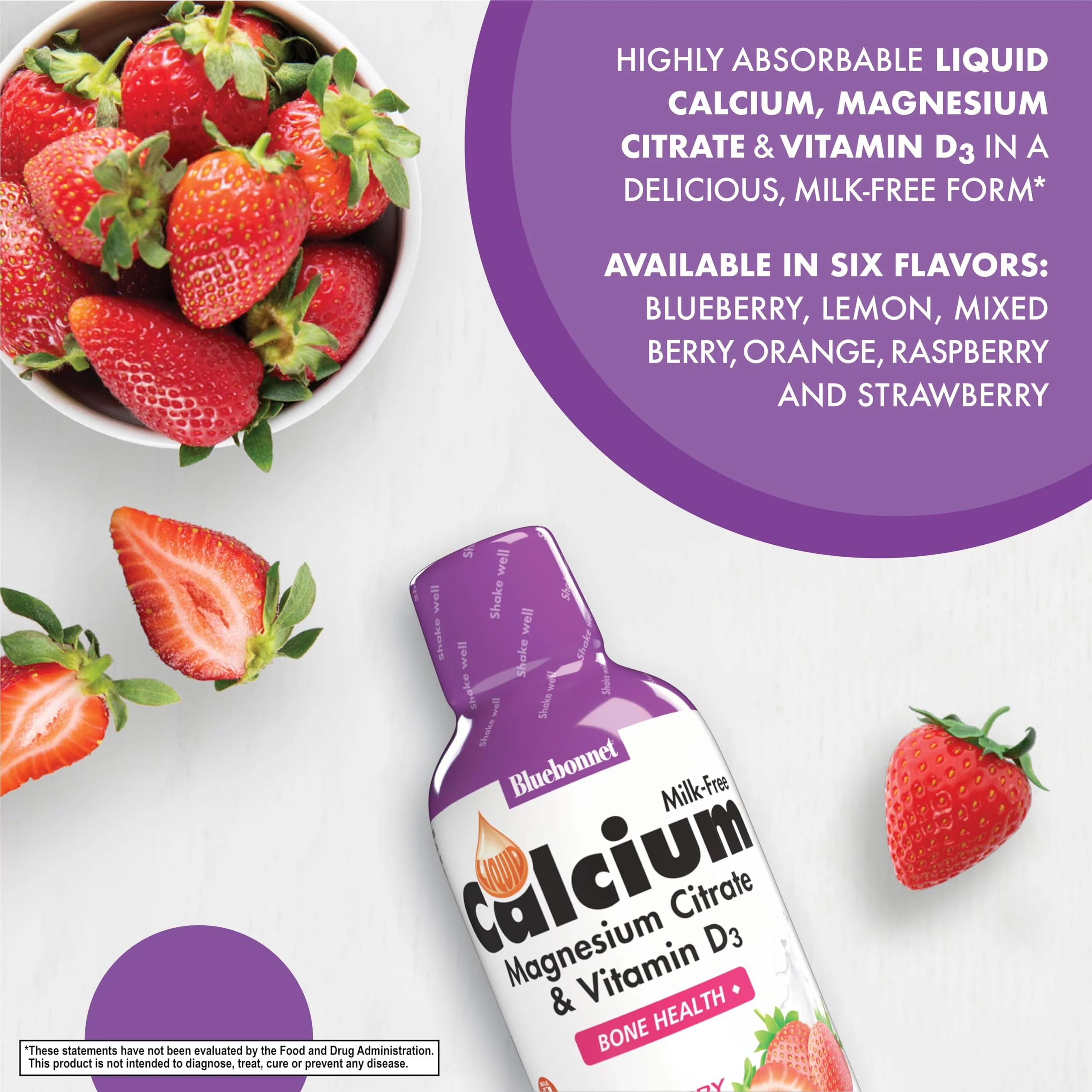 Bluebonnet Nutrition Liquid Calcium Citrate Calcium Citrate, Magnesium Citrate, Vitamin D3, Bone Health, Gluten Free, Soy Free, Milk Free, Kosher, 32 Servings, Strawberry Flavor, 16 Fl Oz (Pack of 1) - Image 5