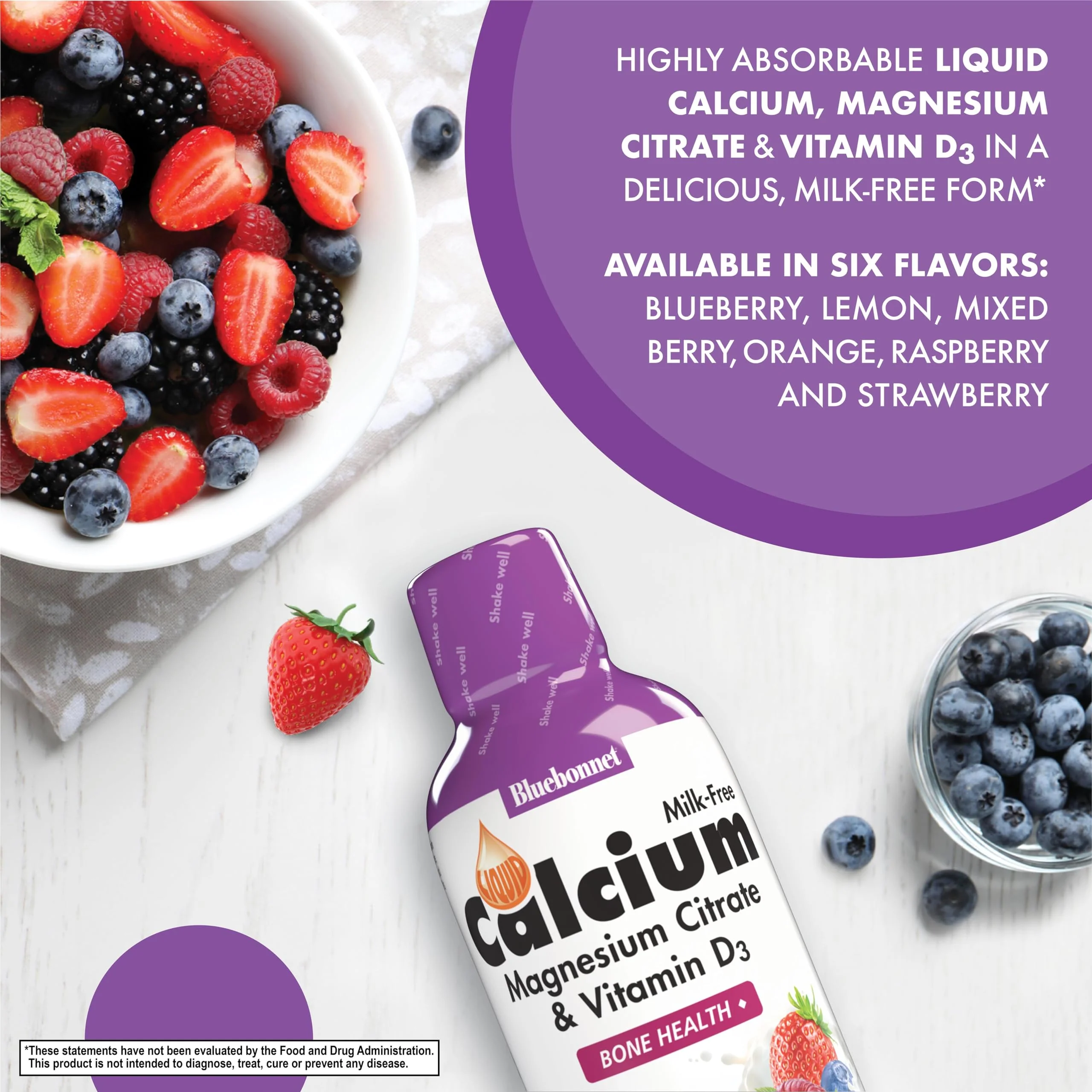 Bluebonnet Nutrition Liquid Calcium Citrate, Magnesium, Vitamin D3, Bone Health, Gluten Free, Soy Free, Milk Free, Kosher, 16 fl oz, 32 Servings, Mixed Berry Flavor - Image 5