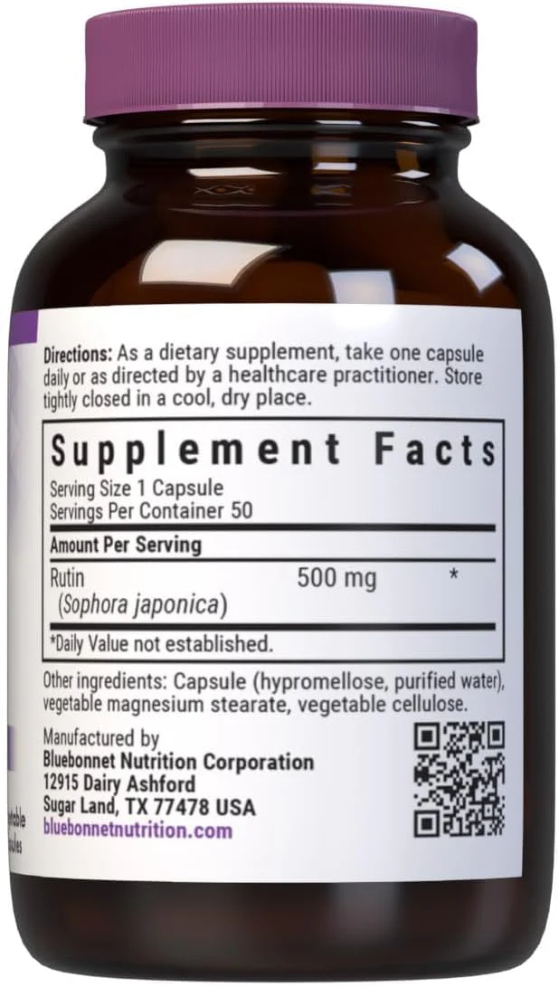 Bluebonnet Nutrition Rutin 500mg (Sophora Japonica) Antioxidant Bioflavonoid for Vascular Support* Vegan, Gluten-Free, Soy-Free - Plant-Based Rutin Supplement - 50 Vegetable Capsules - Image 7