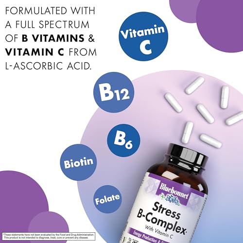 Bluebonnet Nutrition Stress Relief B Complex Vegetable Capsules, Vitamin B6, B12, Biotin, Folate, Vegan, Gluten & Soy & Milk Free, Kosher, Unflavored, 100 Count - Image 6