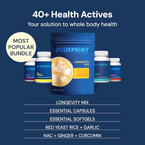 Blueprint Bryan Johnson Longevity Mix - Muscle Builder & Recovery Supplement - Promotes Focus and Balanced Mood - Magnesium, Creatine, L-Theanine, Glutathione & Vitamin C- 30 Servings, Pineapple Yuzu - Image 2