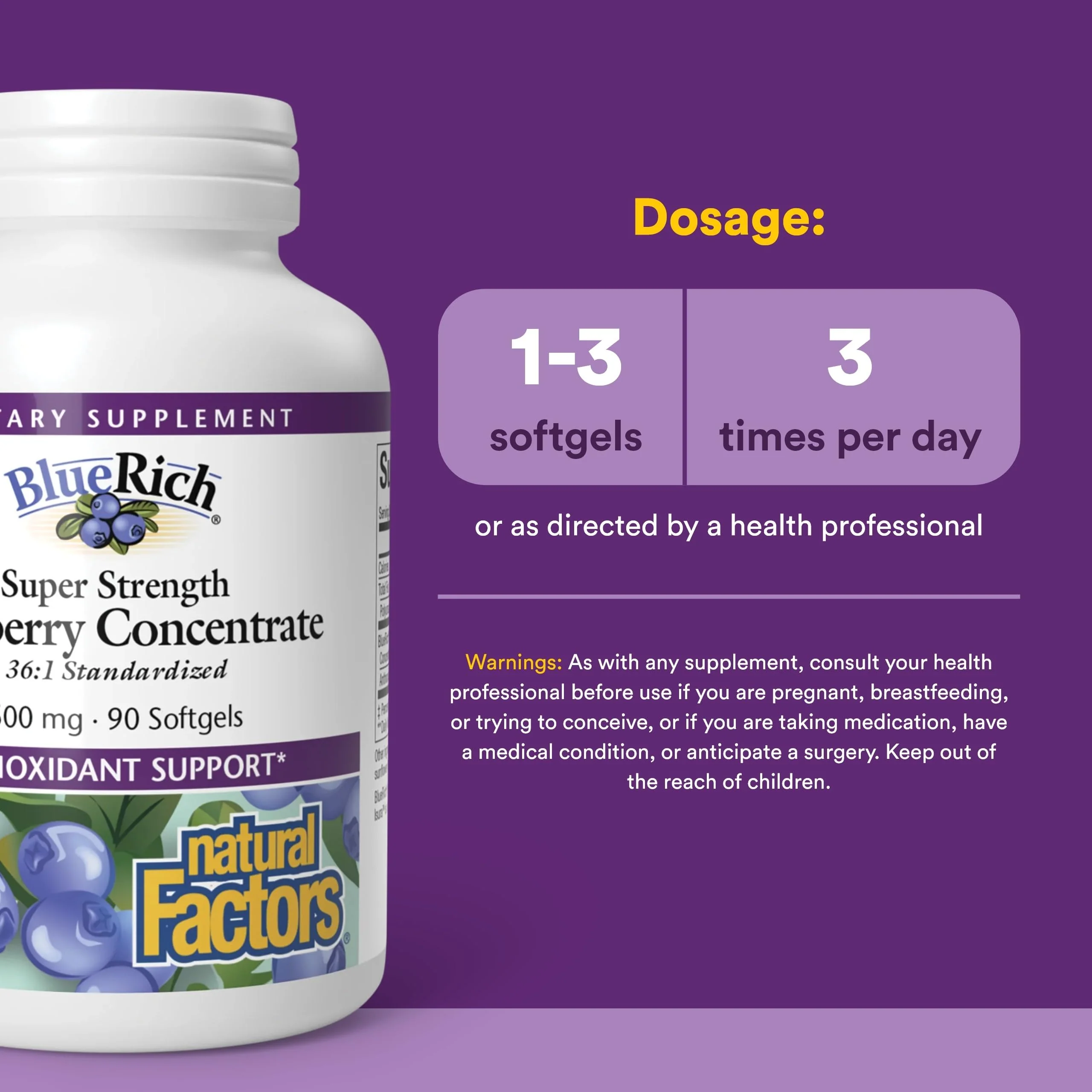 BlueRich by Natural Factors, Super Strength Blueberry Concentrate, Antioxidant Support for Overall Good Health, 90 Softgels - Image 8