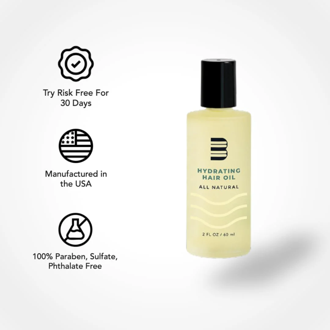 BLUMAAN Hydrating Hair Oil - Designed for Dry, Frizzy, Straight, or Curly Hair - 100% Natural Men's Hair Strengthening Oil - 60 ml / 2.0 oz - Image 2