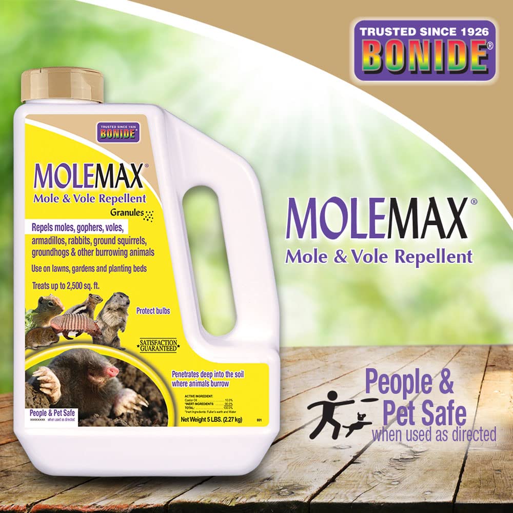 Bonide MOLEMAX Mole & Vole Repellent Granules, 5 lbs. Ready-to-Use, Outdoor Lawn & Garden Mole Control, People & Pet Safe - Image 5