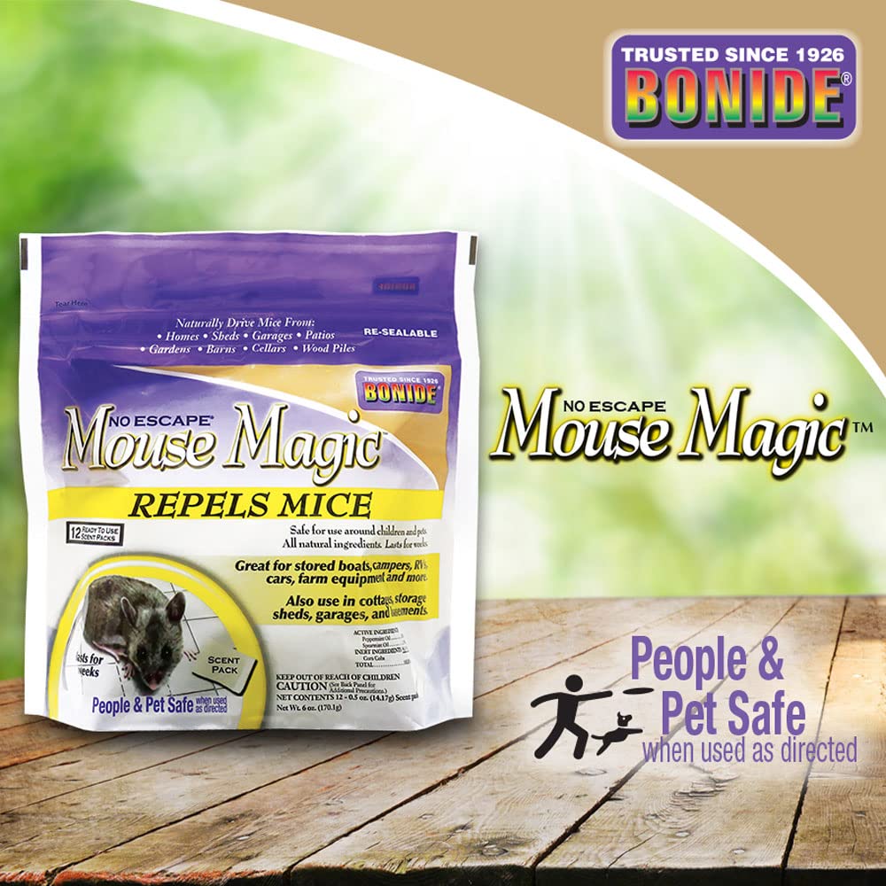 Bonide Mouse Magic Mouse Repellent Scent Packs, 4 Ready-to-Use Packs for Indoor & Outdoor Use, People & Safe 12-pk - Image 8