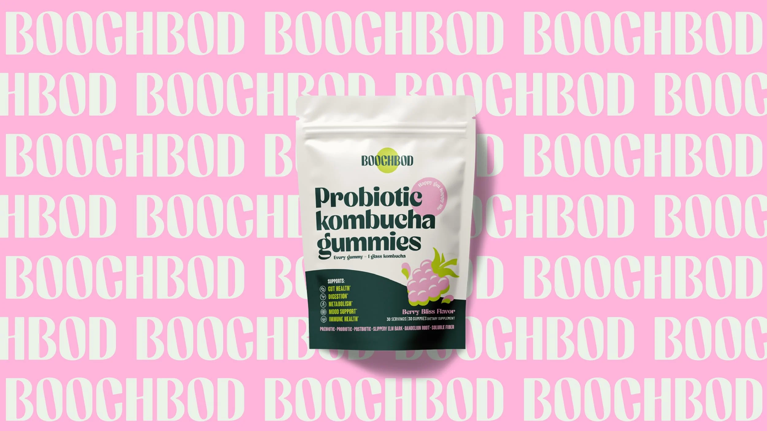 BoochBod - Probiotic Kombucha Gummy - Prebiotics, Probiotics, Postbiotics, Fiber Supplement, Slippery Elm, Dandelion Root, MCT Oil, for Bloating, Gut Health - Probiotics for Women and Men - Image 3