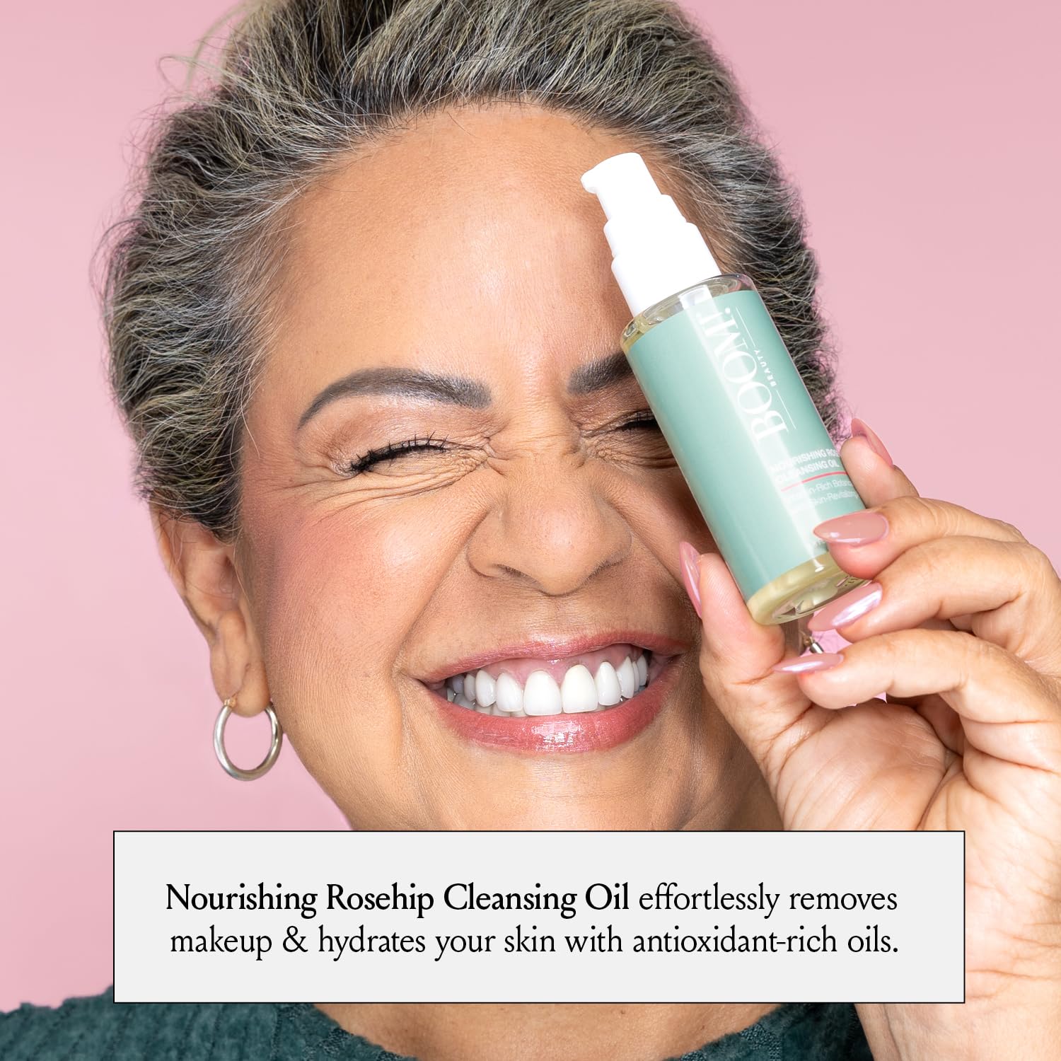 BOOM! BEAUTY - Rosehip Cleansing Oil Gentle Makeup Remover - Oil Cleanser for Sensitive Skin Double Cleansing - Dermatologist Tested Face Cleanser with 14 Botanical Complex pH Balanced - 1.8 fl oz - Image 9