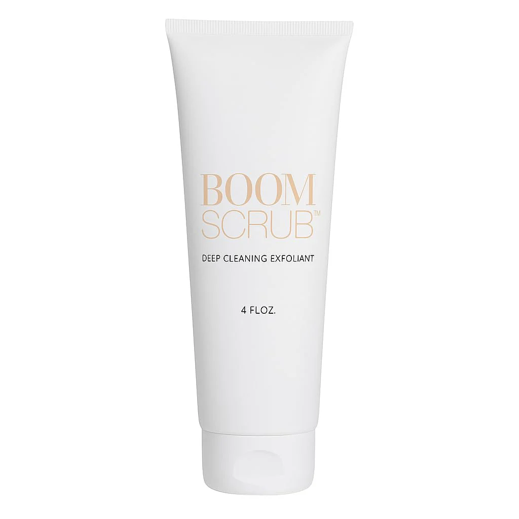 BOOM Scrub Cocoa Rose Exfoliator – Gentle Exfoliating Face Scrub for Mature & Sensitive Skin – Enhances the appearance of Skin, Smooths Texture, Minimizes Pores – Hydrating Botanical Facial Cleanser