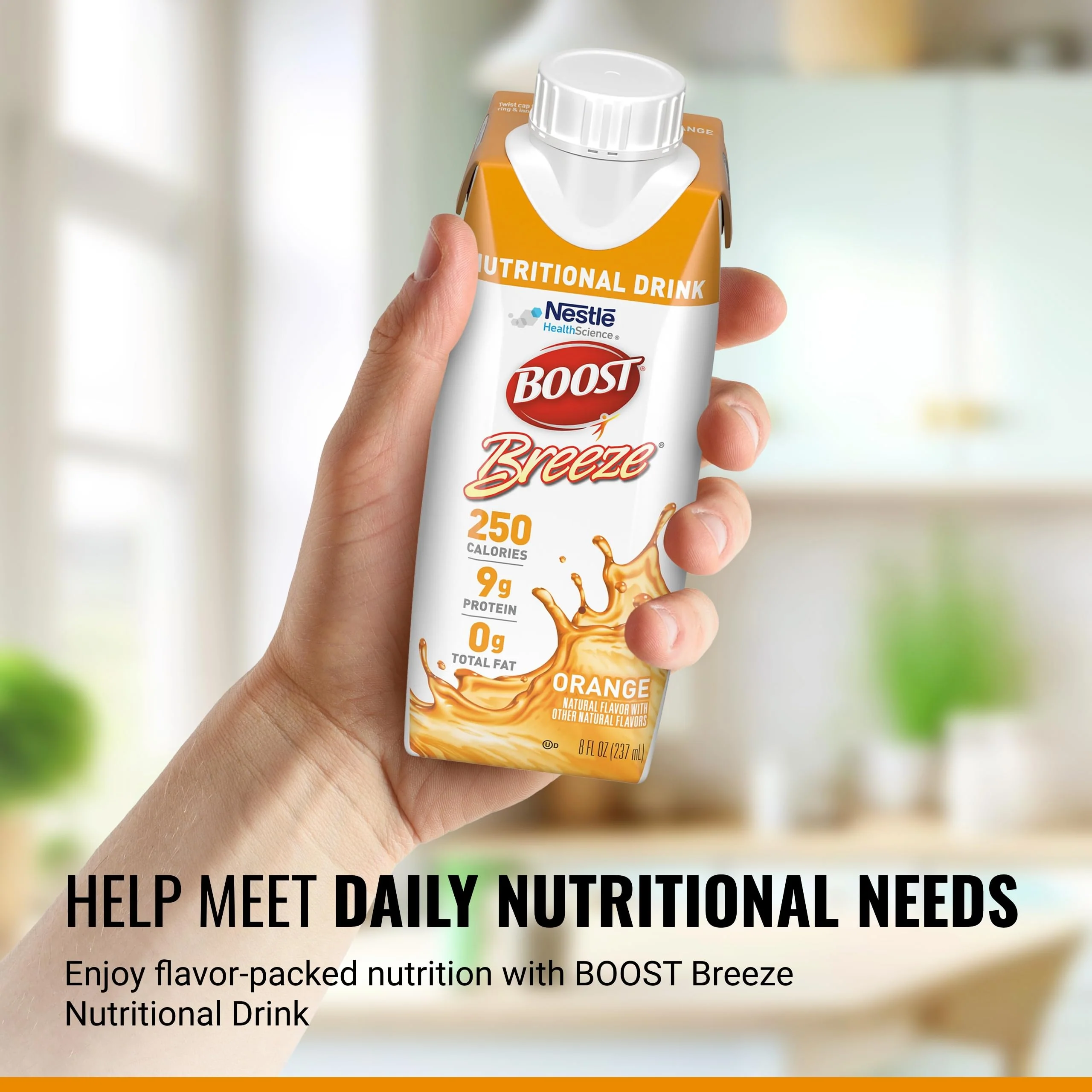 BOOST Breeze Clear Nutritional Drink - 250 Calories - 19 Vitamins & Minerals - 9 g Protein – Fortified Clear with Vitamin A & Zinc - Orange Flavor - 8 fl oz (Pack of 24) - Image 6
