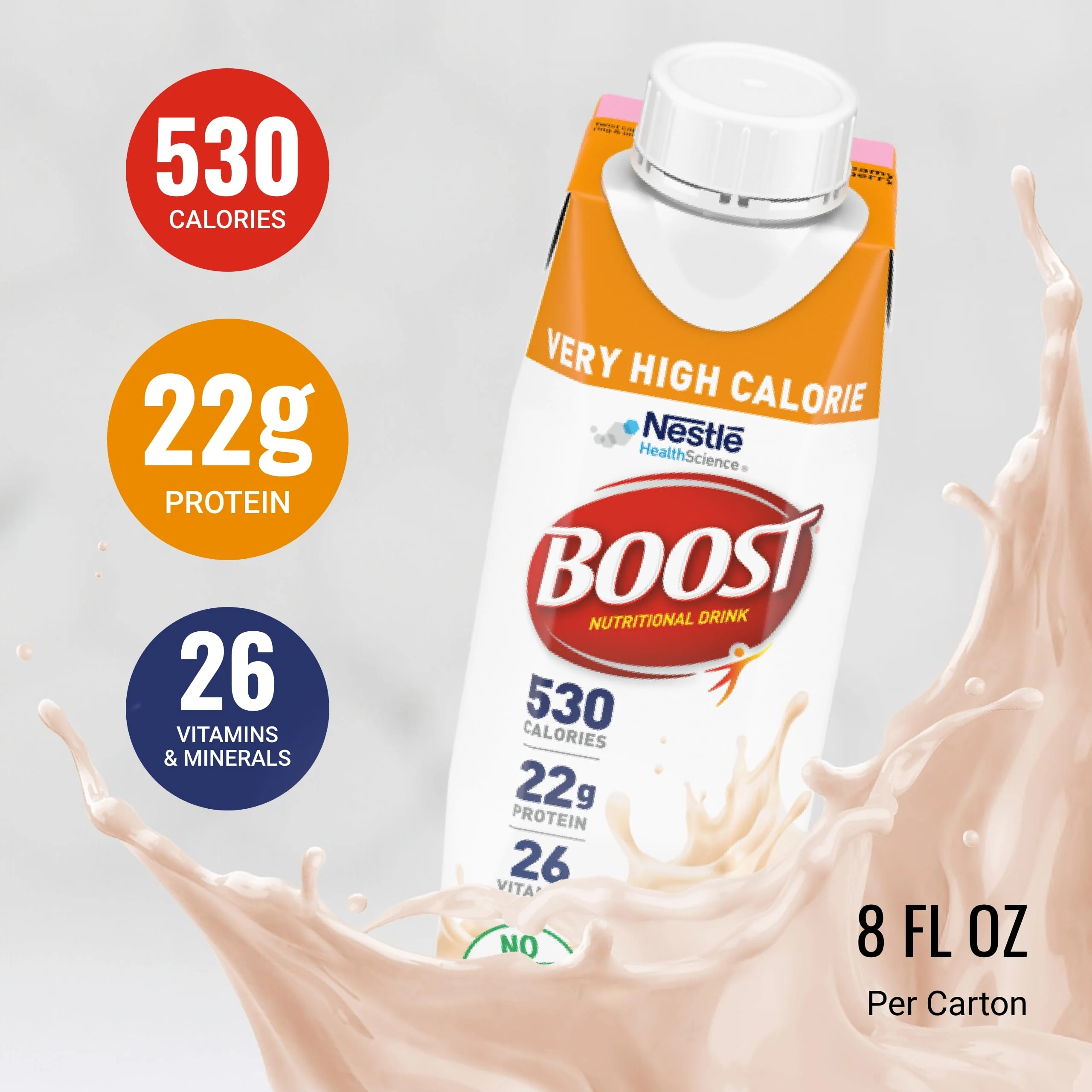 Boost Very High Calorie Strawberry Nutritional Drink – 22g Protein, 530 Nutrient Rich Calories, 8 Fl Oz (Pack of 24) - Image 5