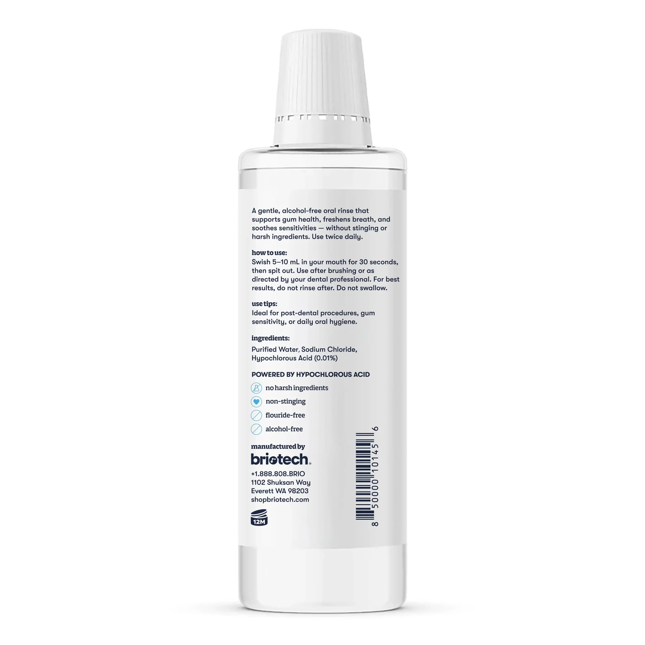 BRIOTECH Oral Swish, Hypochlorous Acid Mouthwash Rinse, Gentle Oral Care Hygiene, Fight Bad Breath, Support Against Plaque, Gum Irritation & Tender Gums, Alcohol & Fluoride Free, 17 fl oz - Image 2
