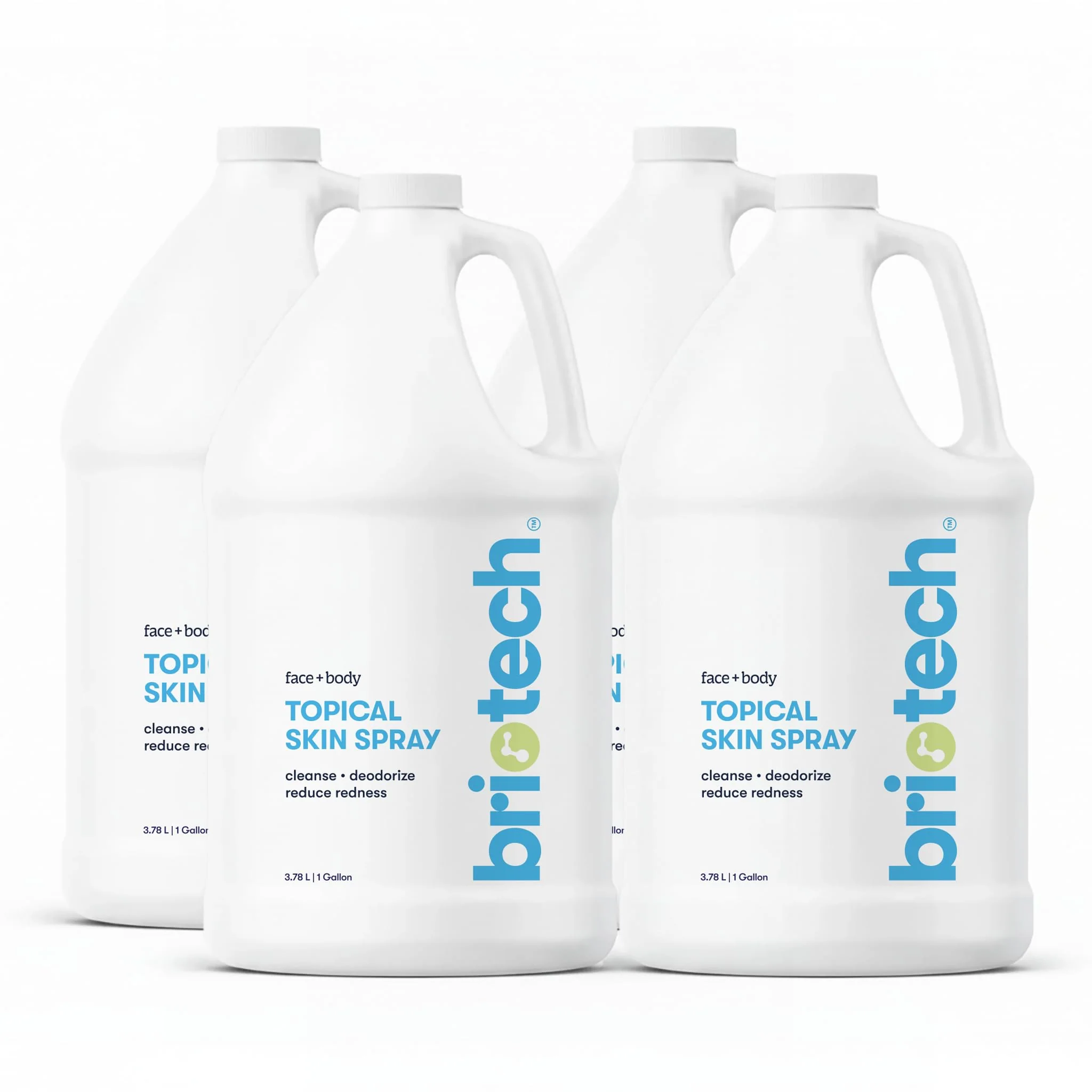 BRIOTECH Topical Skin Spray, Hypochlorous Acid for Sensitive Skin, HOCl Facial Mist, Full Body Support Against Irritation, Calm Redness, Soothe Foot & Scalp, 1 Gallon Refill (4 Pack)