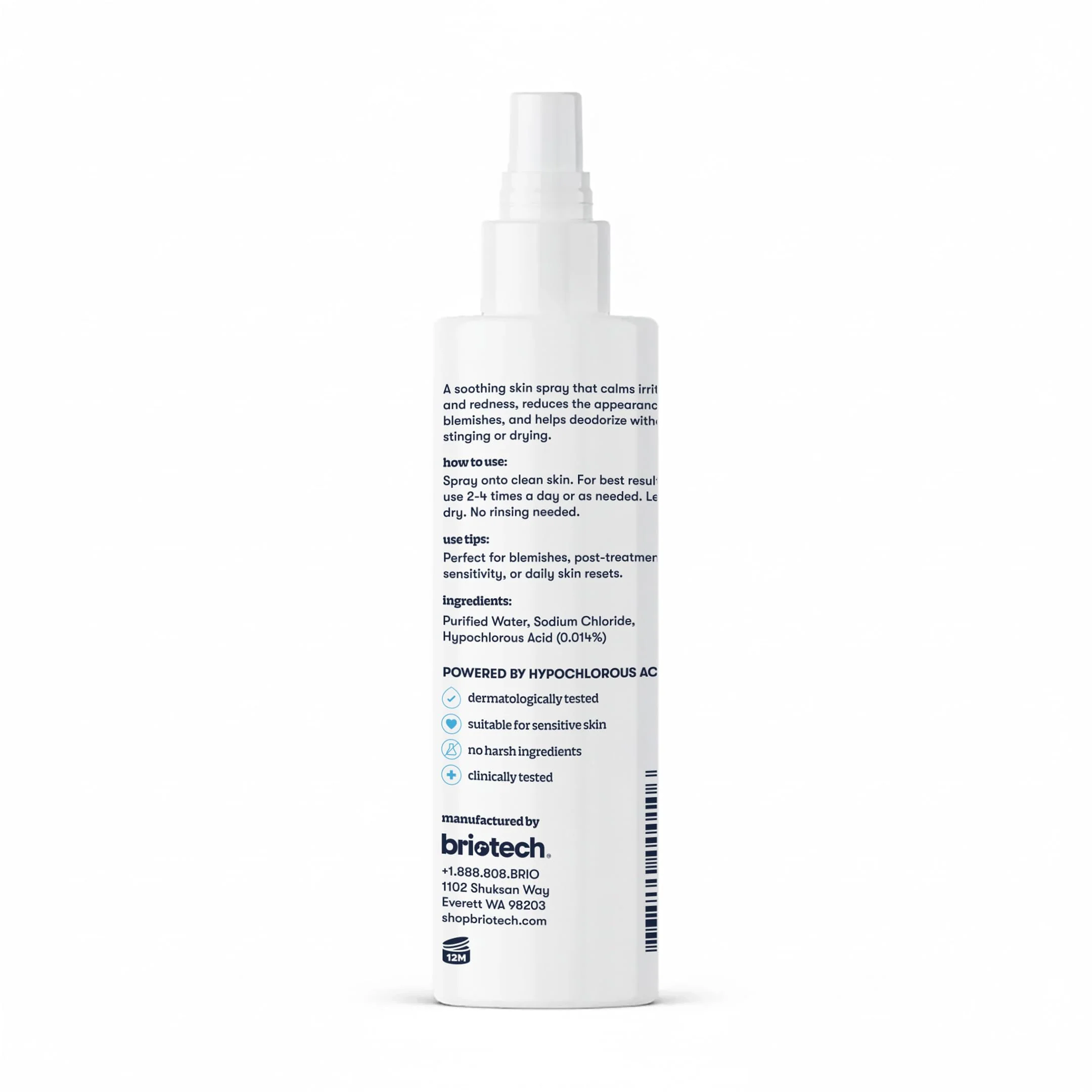 BRIOTECH Topical Skin Spray, Hypochlorous Acid Spray for Sensitive Skin, HOCl Facial Mist, Full Body Support Against Irritation, Calm Redness, Soothe Foot & Scalp, 4 oz - Image 2