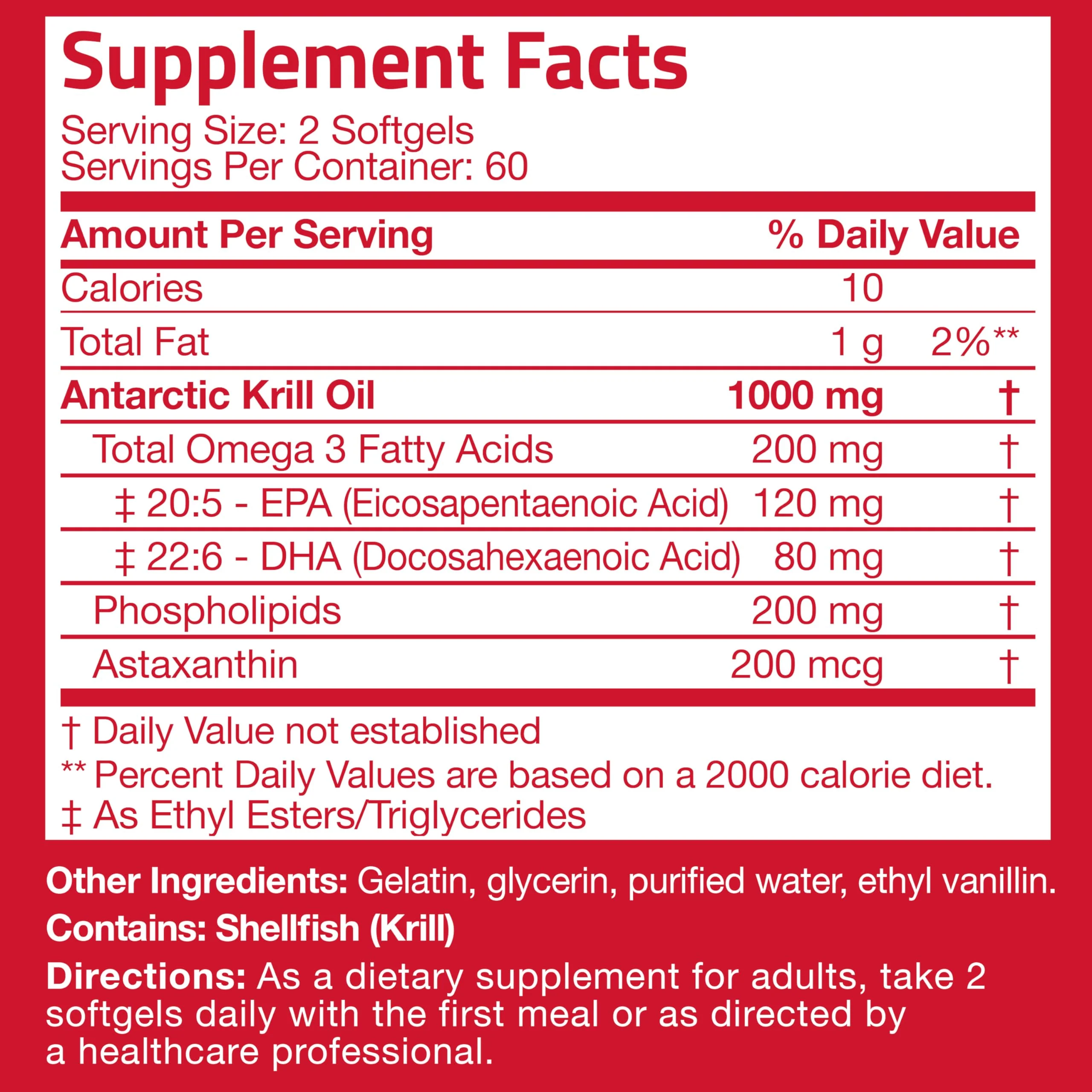 Bronson Antarctic Krill Oil 1000 mg with Omega-3s EPA, DHA, Astaxanthin and Phospholipids 120 Softgels - Image 2