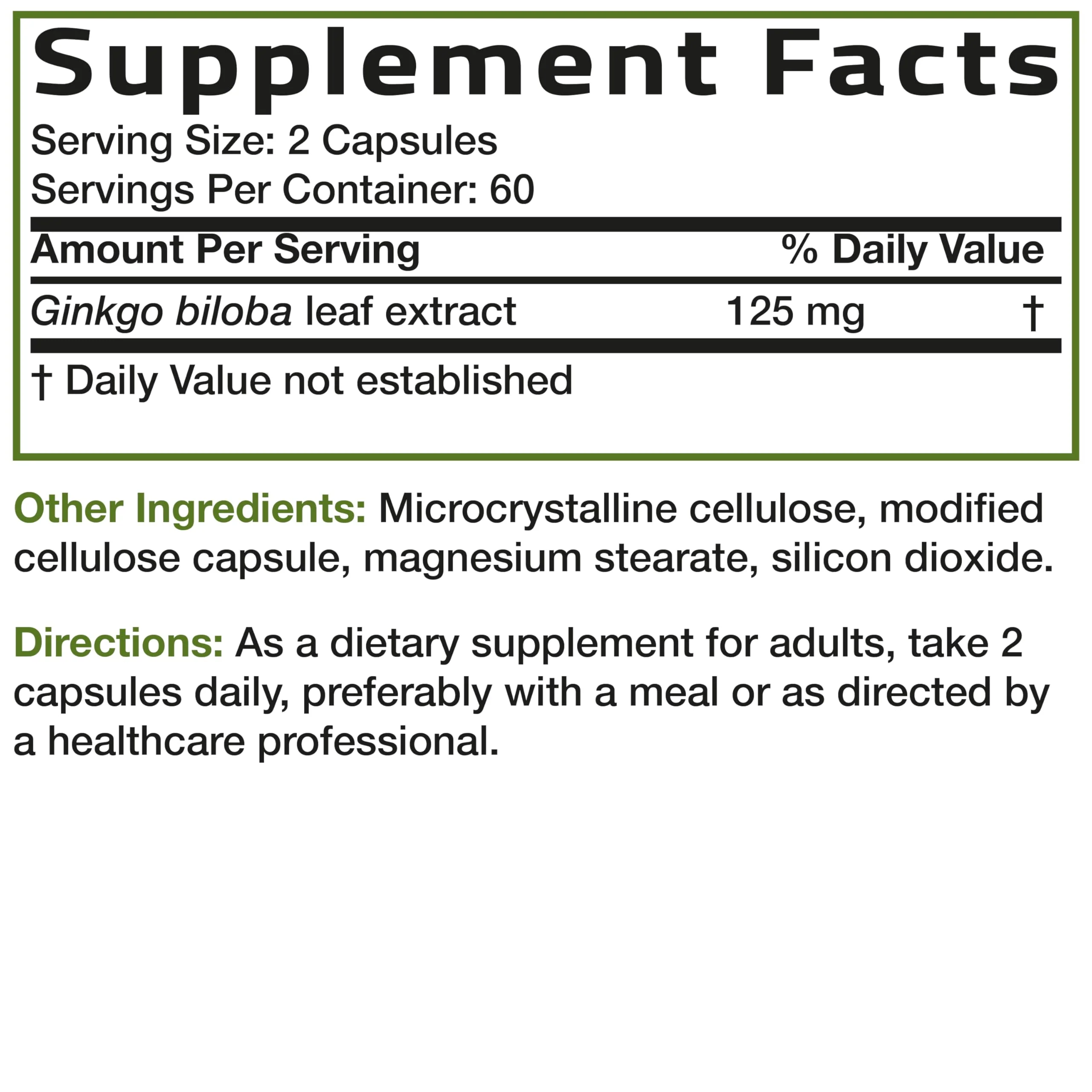 Bronson Ginkgo Biloba Extra Strength Supports Brain Function & Memory Support, 120 Vegetarian Capsules - Image 2