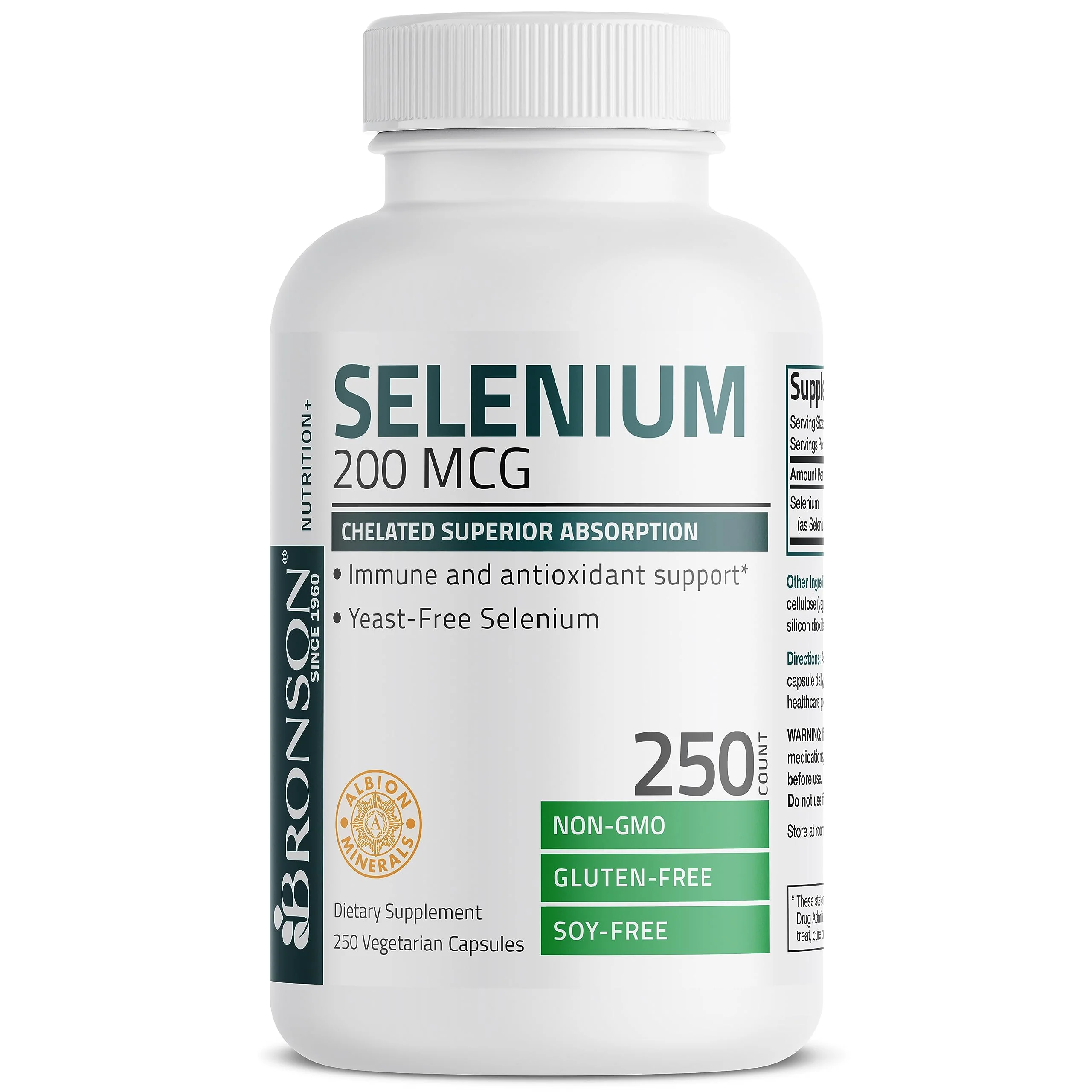Bronson Selenium 200 mcg – Yeast Free Chelated Amino Acid Complex - Essential Trace Mineral with Superior Absorption, 250 Vegetarian Capsules - Image 5