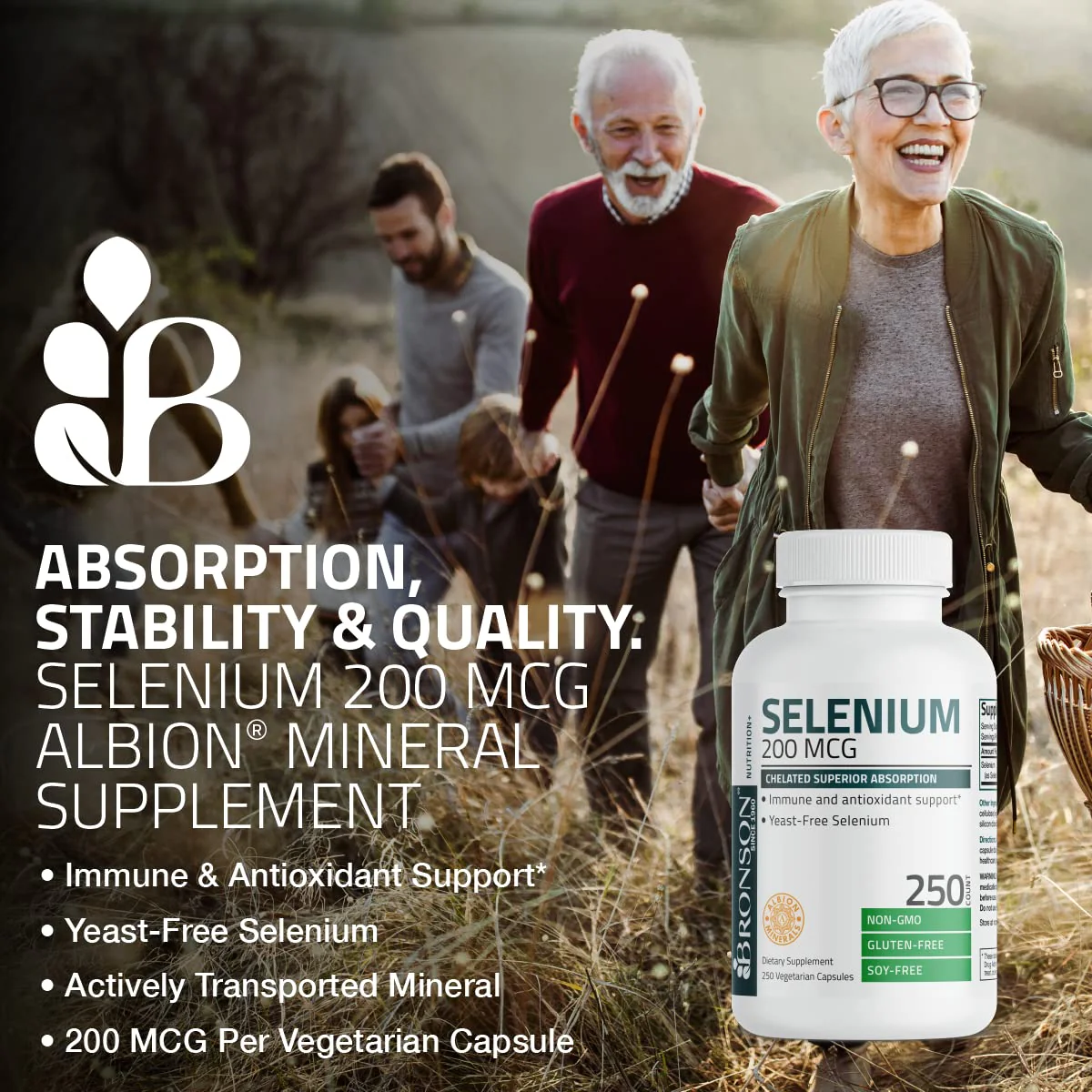 Bronson Selenium 200 mcg – Yeast Free Chelated Amino Acid Complex - Essential Trace Mineral with Superior Absorption, 250 Vegetarian Capsules - Image 7