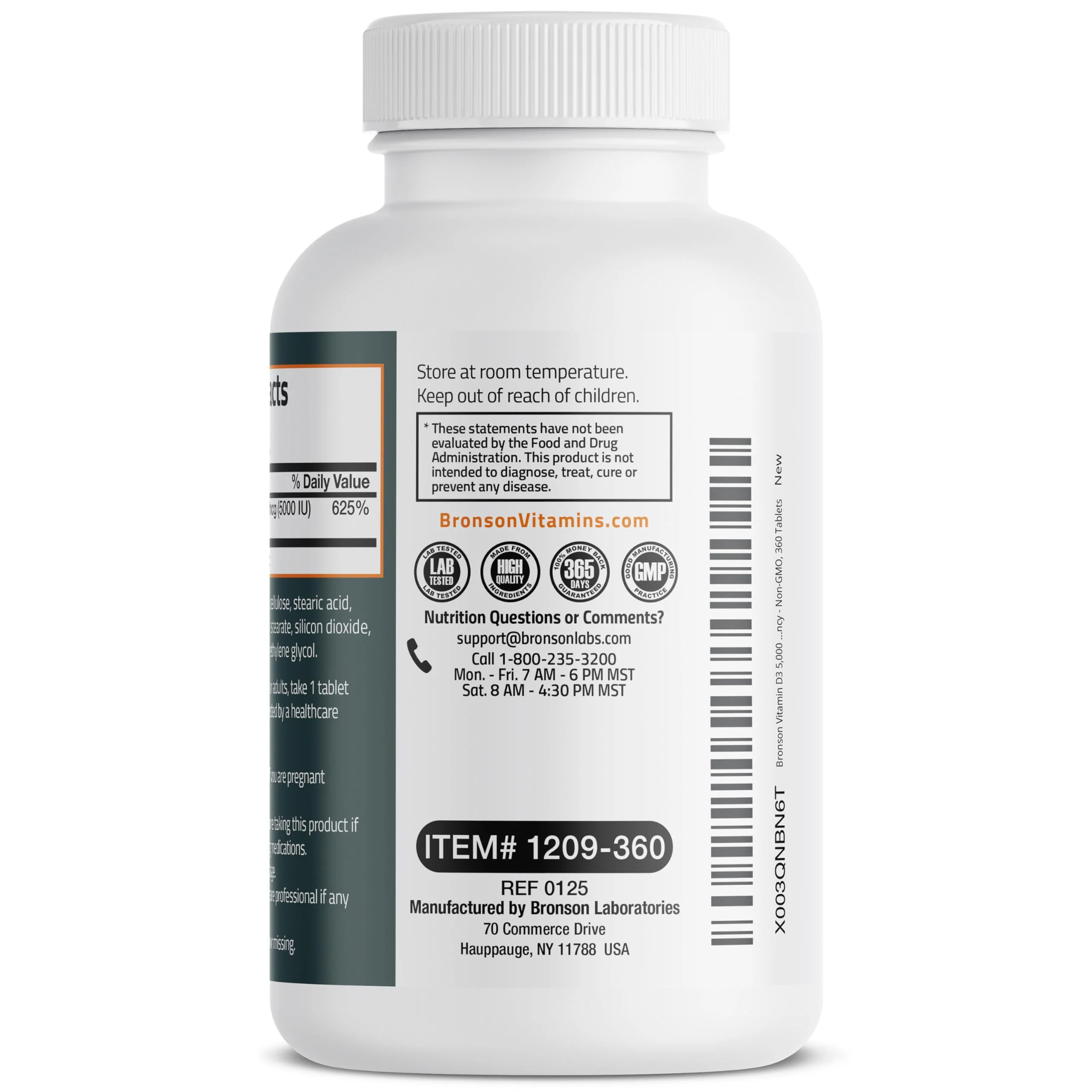 Bronson Vitamin D3 5000iu (125mcg) Healthy Muscle Function and Immune Support, Non-GMO, 360 Tablets - Image 3