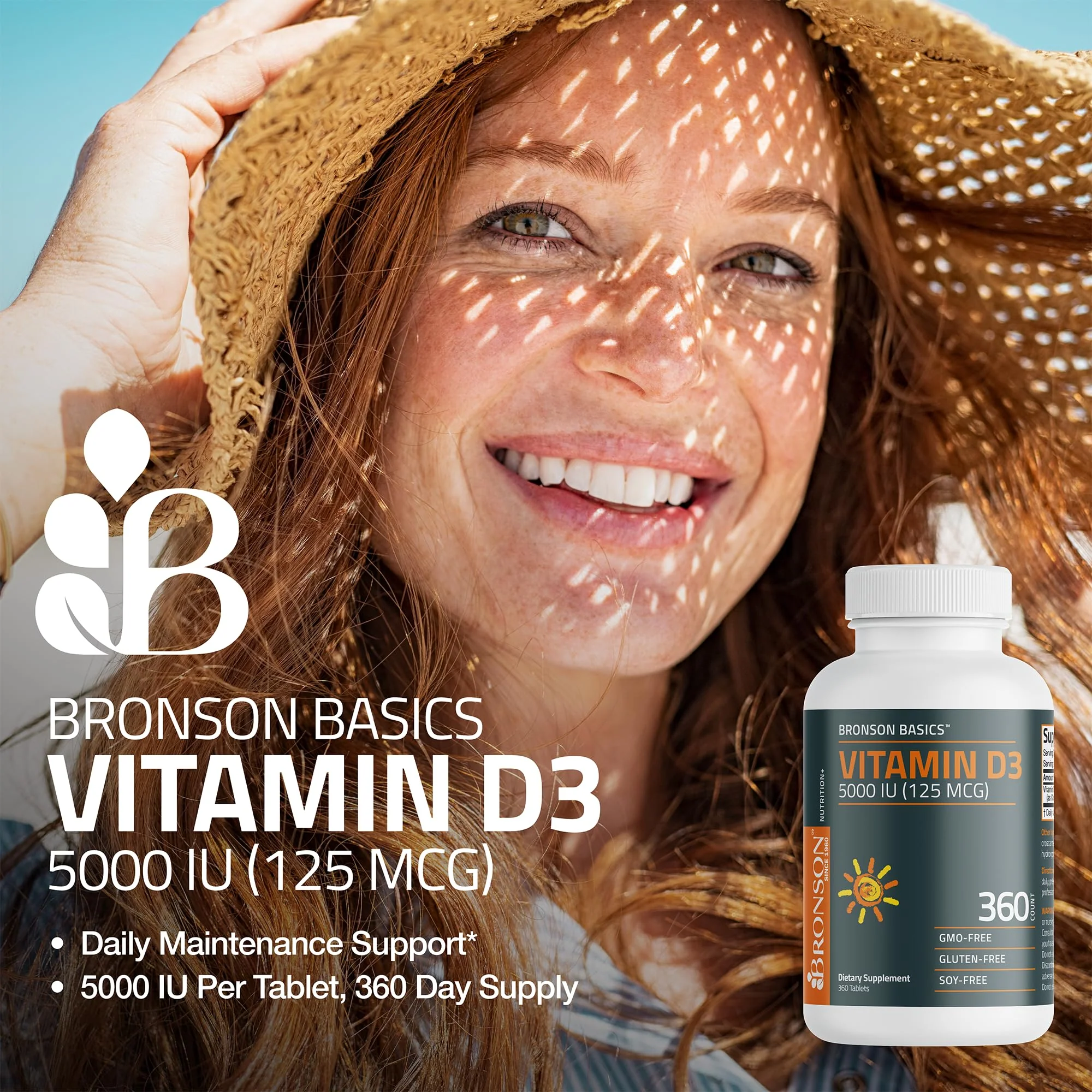 Bronson Vitamin D3 5000iu (125mcg) Healthy Muscle Function and Immune Support, Non-GMO, 360 Tablets - Image 7