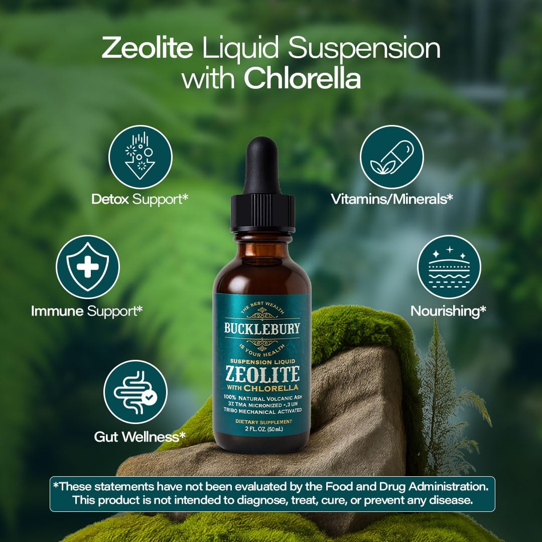 BUCKLEBURY Zeolite Liquid Suspension w/Chlorella - Detox Support, Immune System and Digestive Tract Health Support for Kids and Adults (60 Servings) - Image 2