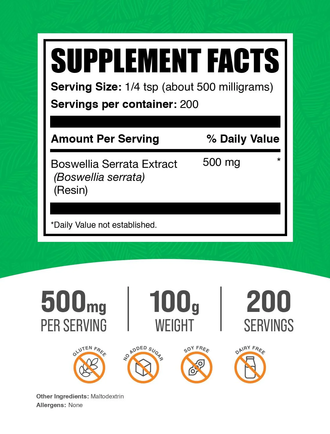 BulkSupplements.com Boswellia Serrata Extract Powder - Boswellia Supplement, from Frankincense Resin - Vegan & Gluten Free, 500mg per Serving, 100g (3.5 oz) (Pack of 1) - Image 5