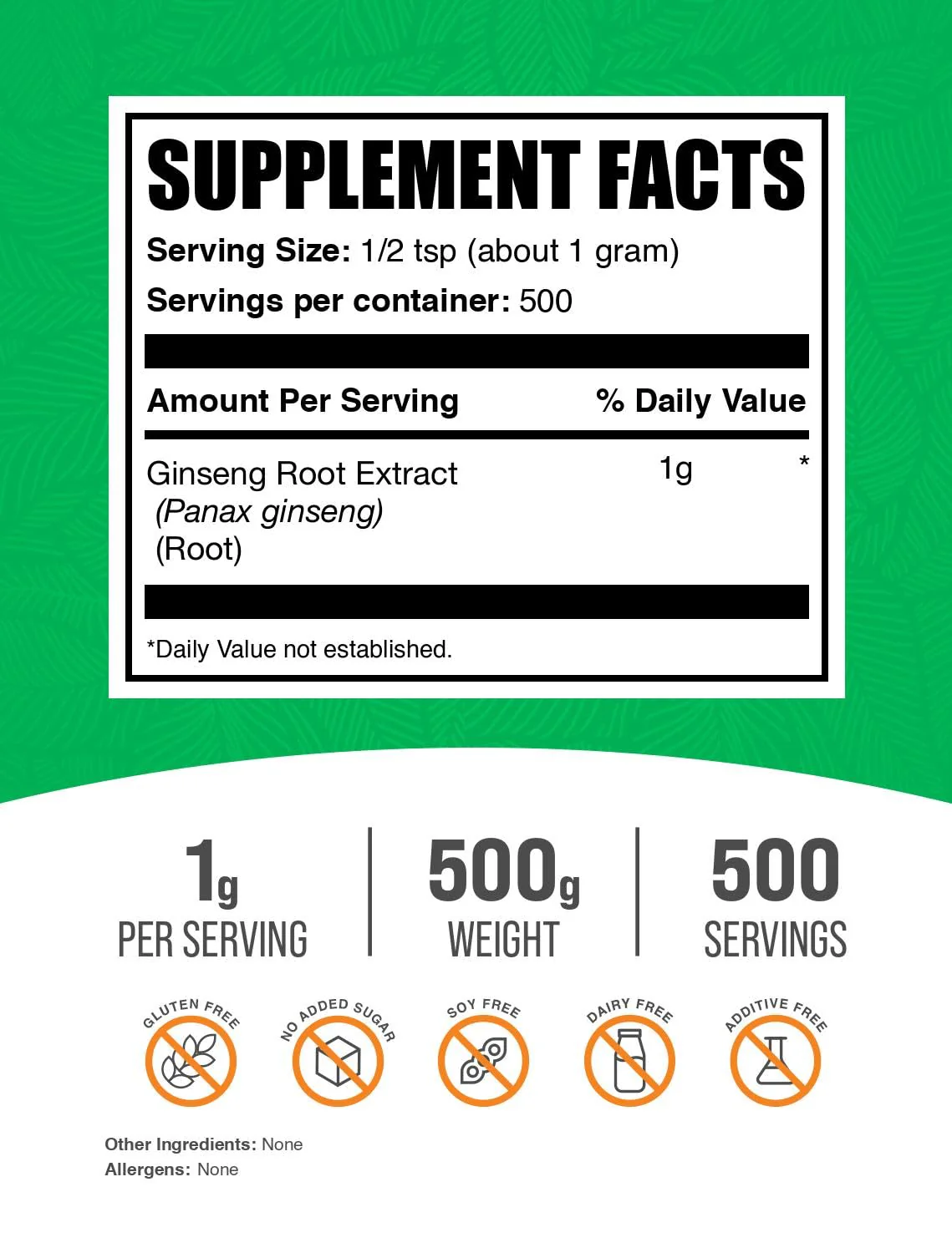 BulkSupplements.com Ginseng Root Extract Powder - Panax Ginseng Supplement, Herbal Supplement - Vegan & Gluten Free, 1g per Serving, 500g (1.1 lbs) (Pack of 1) - Image 5