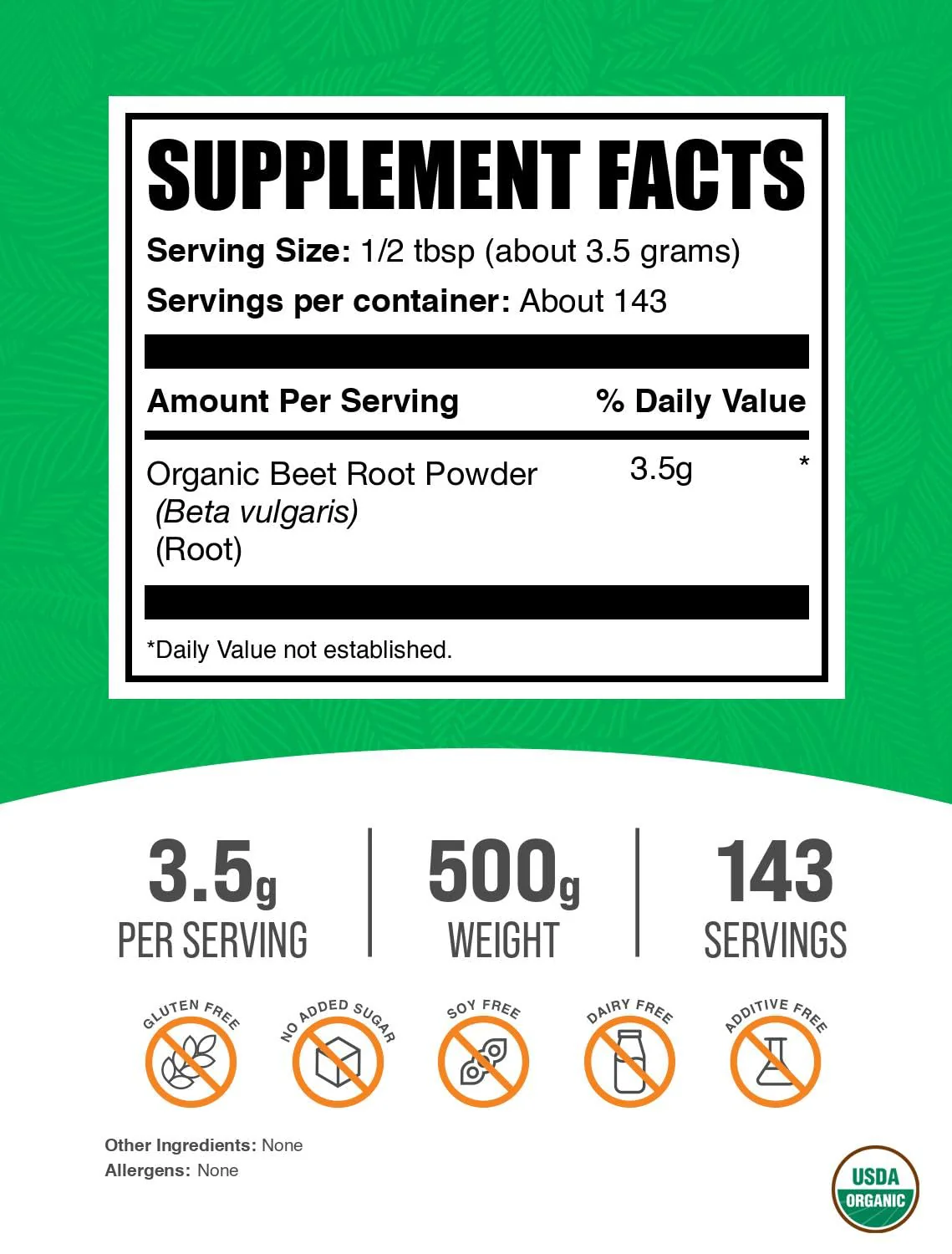 BulkSupplements.com Organic Beet Root Powder - Superfood Supplement, Beet Root Supplements - Vegan & Gluten Free, 3.5g per Serving, 500g (1.1 lbs) (Pack of 1) - Image 5