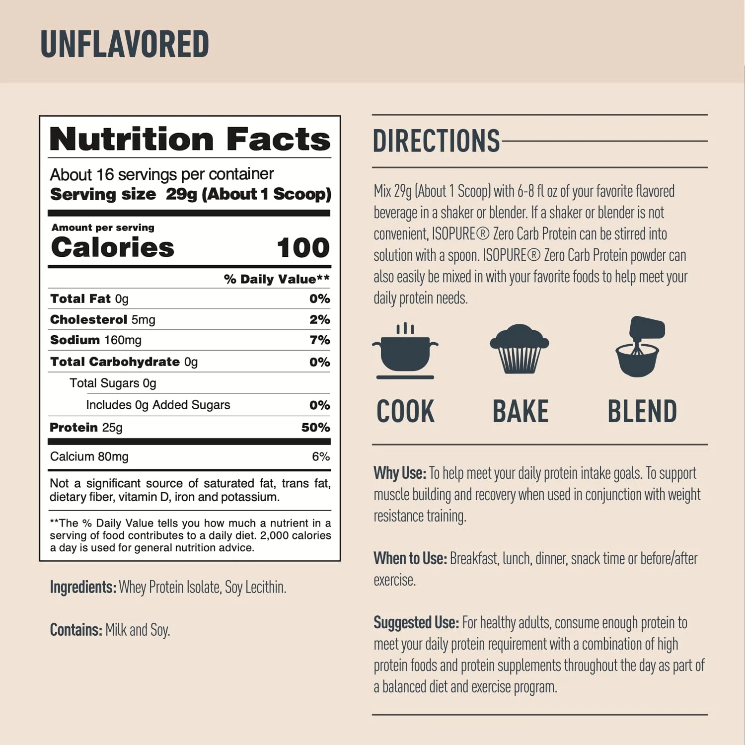 Bundle of Isopure Unflavored Whey Protein Isolate, 25g Protein, Zero Carb, 16 Servings, 1 Pound (Packaging May Vary) + Collagen Peptides Powder, 14 Servings, Unflavored, with Vitamin C, with Biotin - Image 3