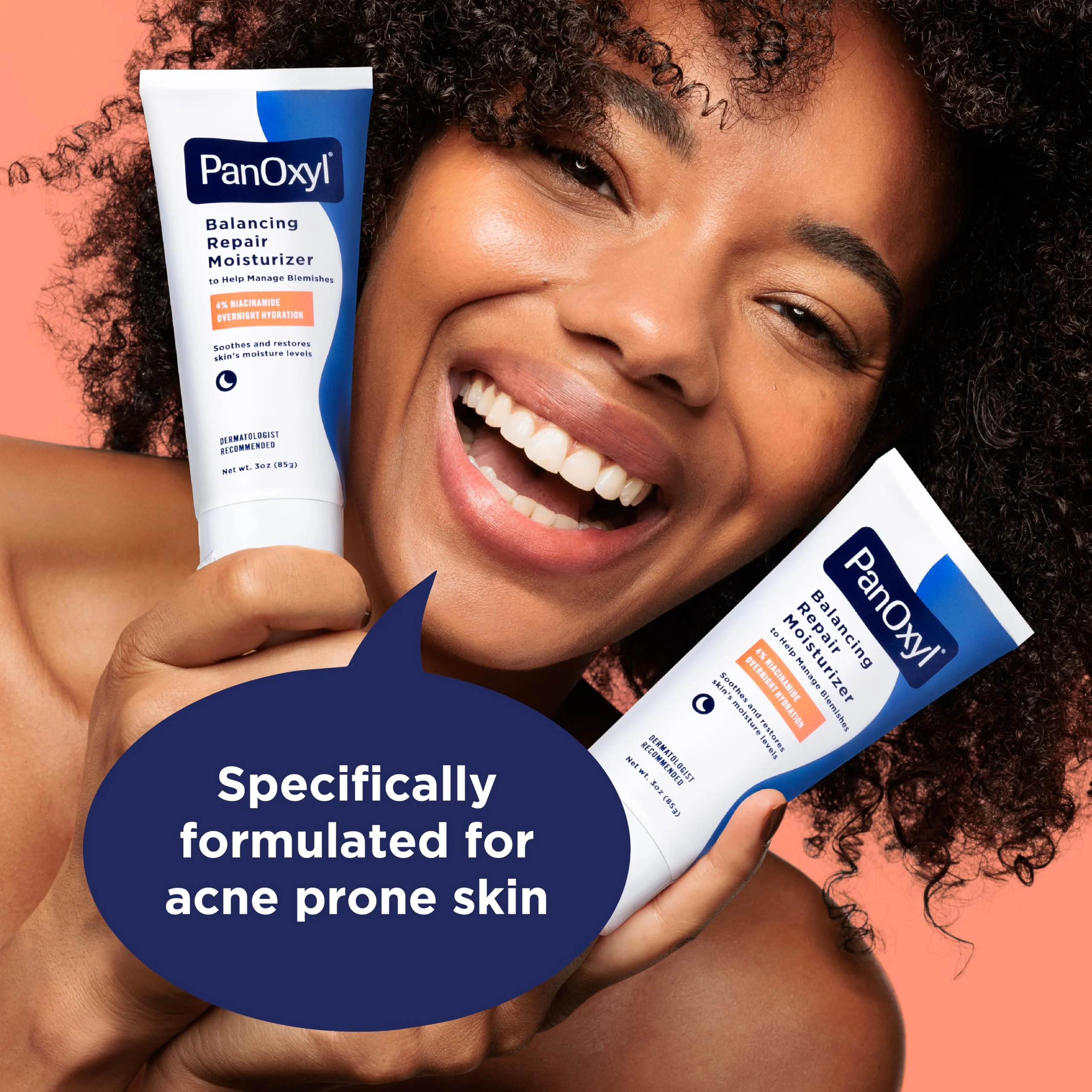 Bundle of PanOxyl Acne Foaming Wash Benzoyl Peroxide 10% Maximum Strength Antimicrobial, 5.5 Oz + PanOxyl PM Balancing Repair Moisturizer with Niacinamide, Ceramides and Cica, 3 oz - Image 3