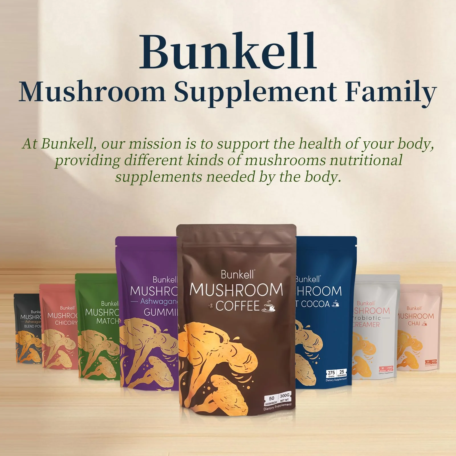 Bunkell Mushroom Coffee, Adaptogenic 6 Mushrooms with Lion's Mane, Reishi, Cordyceps, Shiitake, King Trumpet & Turkey Tail, Instant Coffee Powder for Energy, Digestion & Immune Support, 30 Servings - Image 3