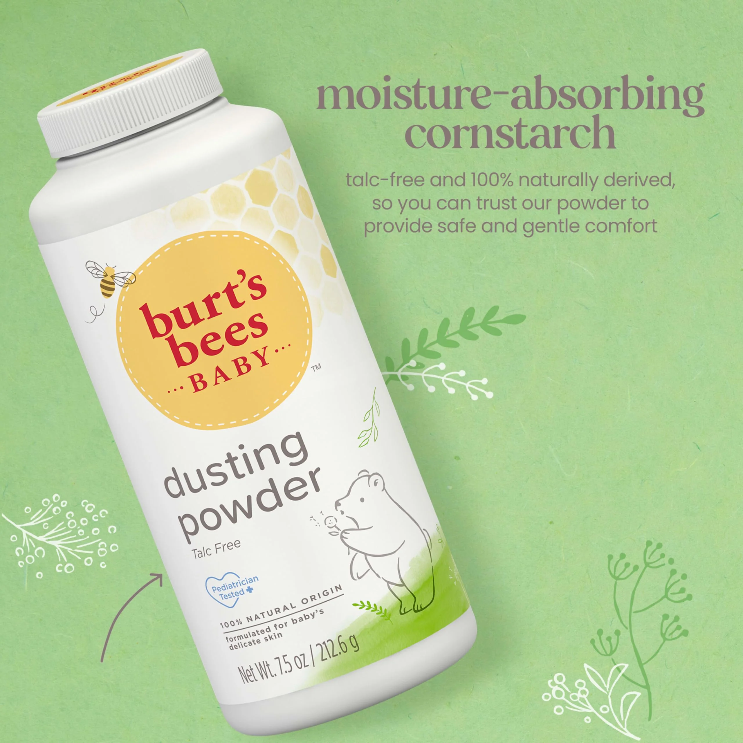 Burt's Bees Baby Dusting Powder, 100% Natural Origin Baby Powder Talc-Free, 7.5 oz. Bottle - Image 11