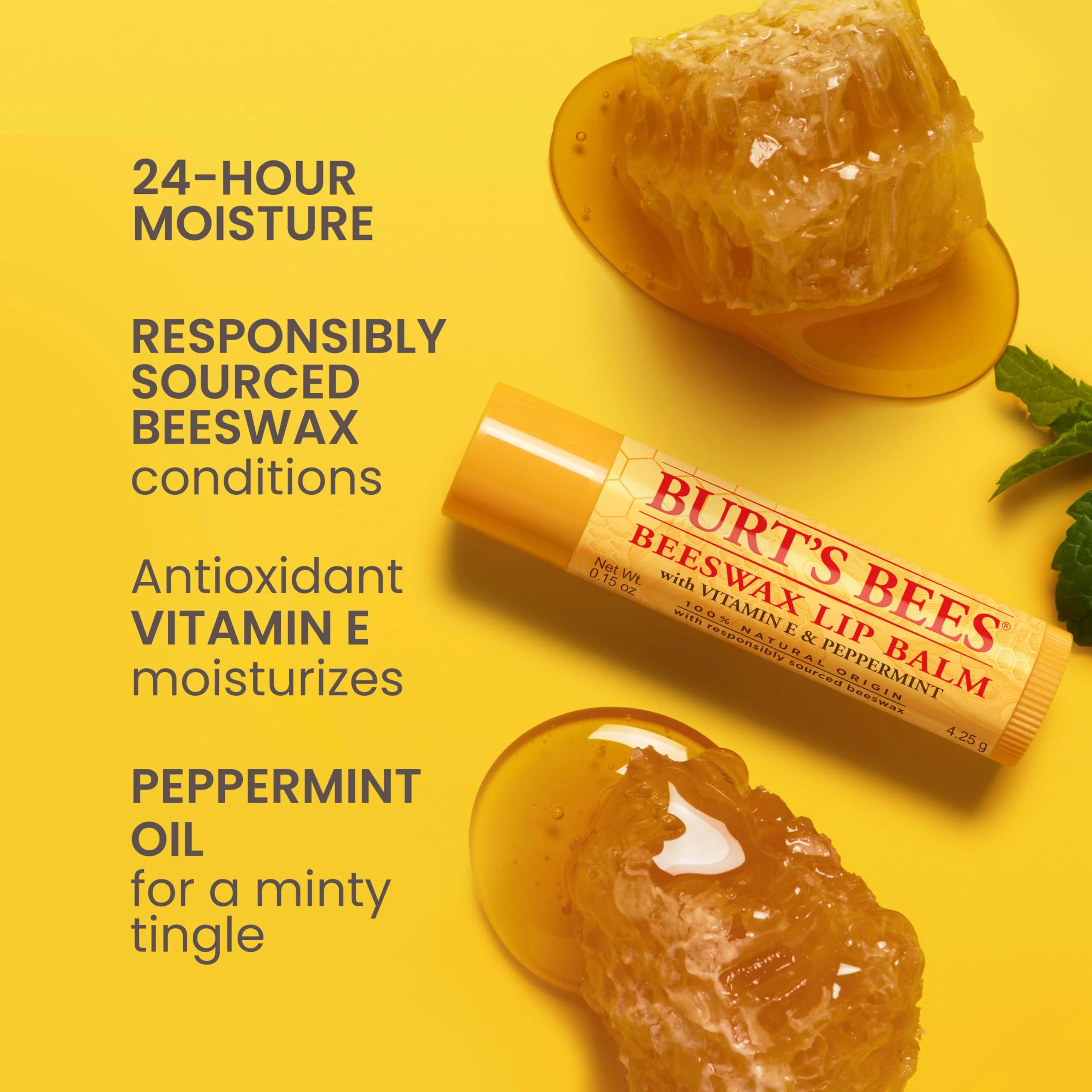 Burt's Bees Lip Balm - Original Beeswax, Lip Moisturizer With Responsibly Sourced Beeswax, Tint-Free, Natural Origin Conditioning Treatment, 2 Tubes, 0.15 oz. - Image 7
