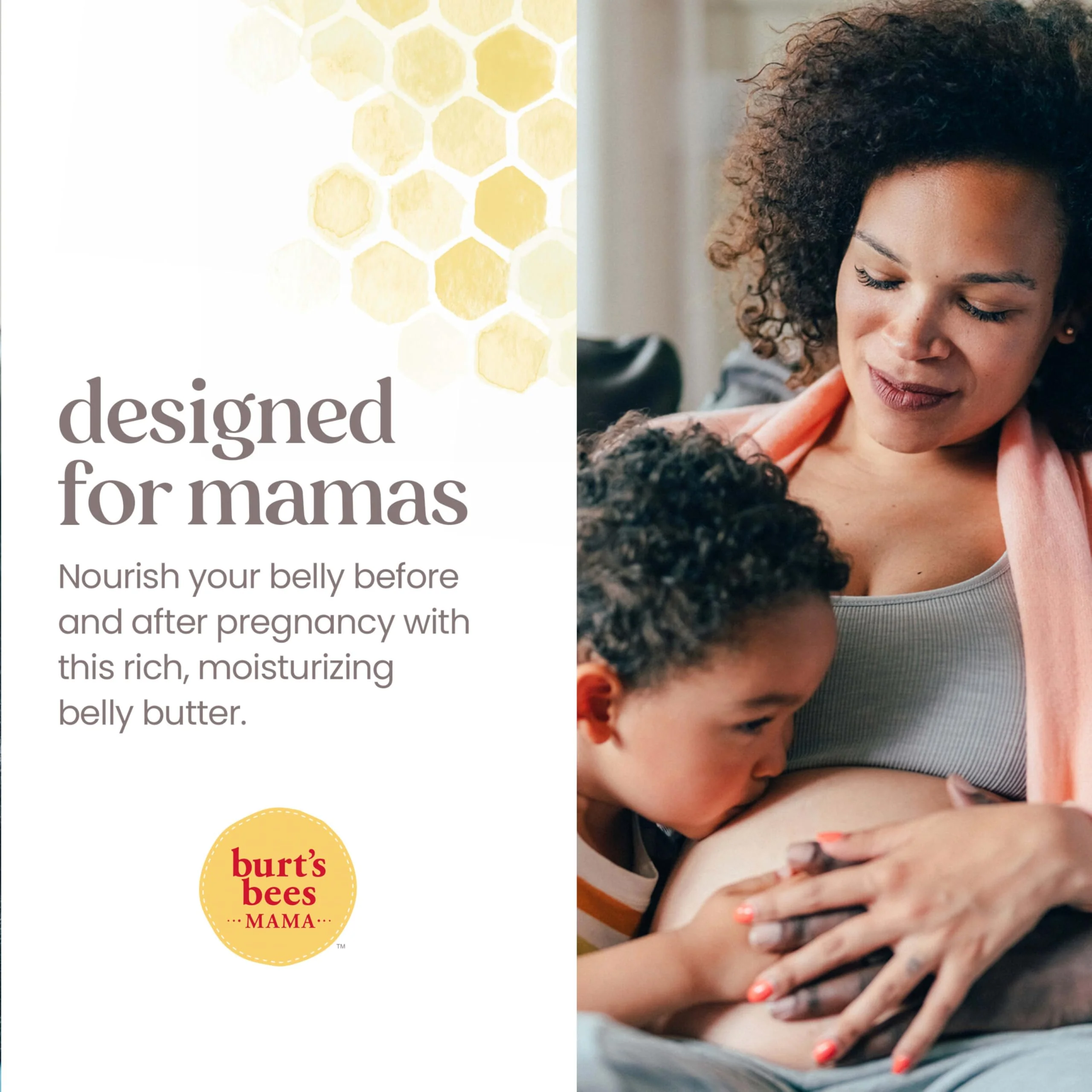 Burt's Bees Mama Belly Butter Stretch Mark Cream for Pregnancy Massages Body & Reduces Scar Appearance, Prenatal & Postnatal Tummy Skin Care, Shea Butter & Vitamin E Rich Formula, 6.5 Oz Tub - Image 6