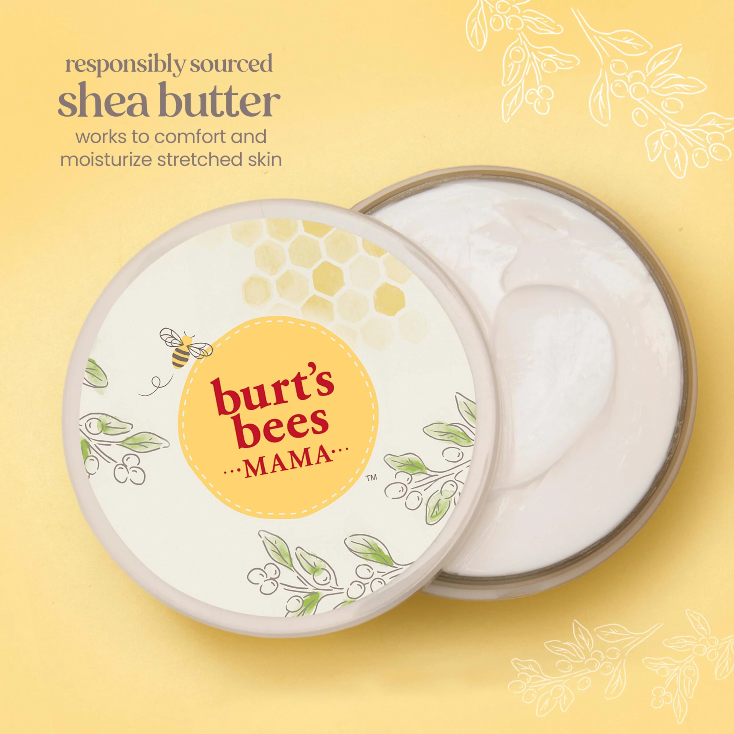 Burt's Bees Mama Belly Butter Stretch Mark Cream for Pregnancy Massages Body & Reduces Scar Appearance, Prenatal & Postnatal Tummy Skin Care, Shea Butter & Vitamin E Rich Formula, 6.5 Oz Tub - Image 9