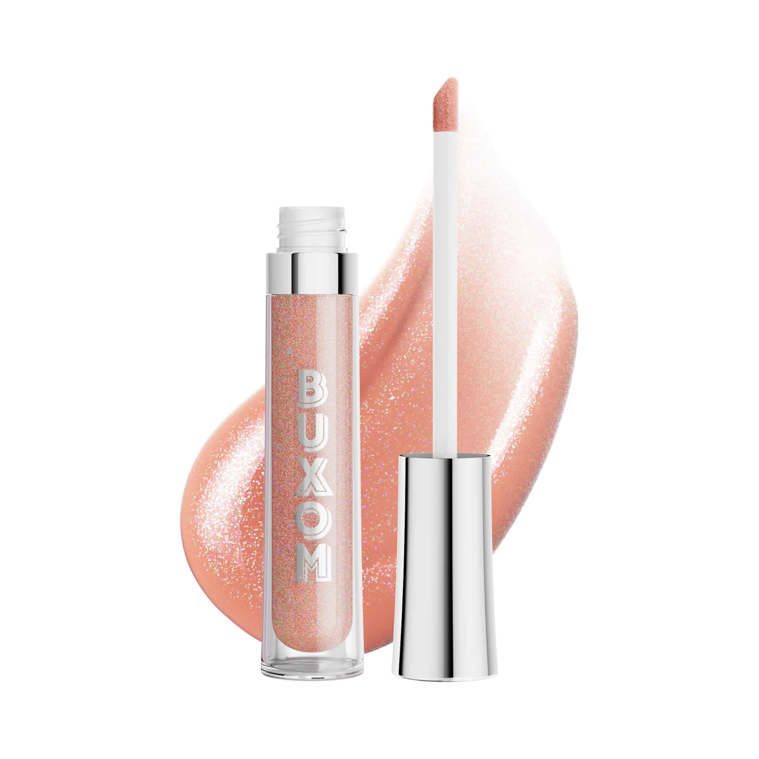 Buxom Full-On Plumping Lip Polish, Tinted Lip Plumper Gloss with Peptides & Vitamin E, High-Shine Lip Gloss that Nourishes, Vegan, AK Celeste (Peachy Beige Sparkle)