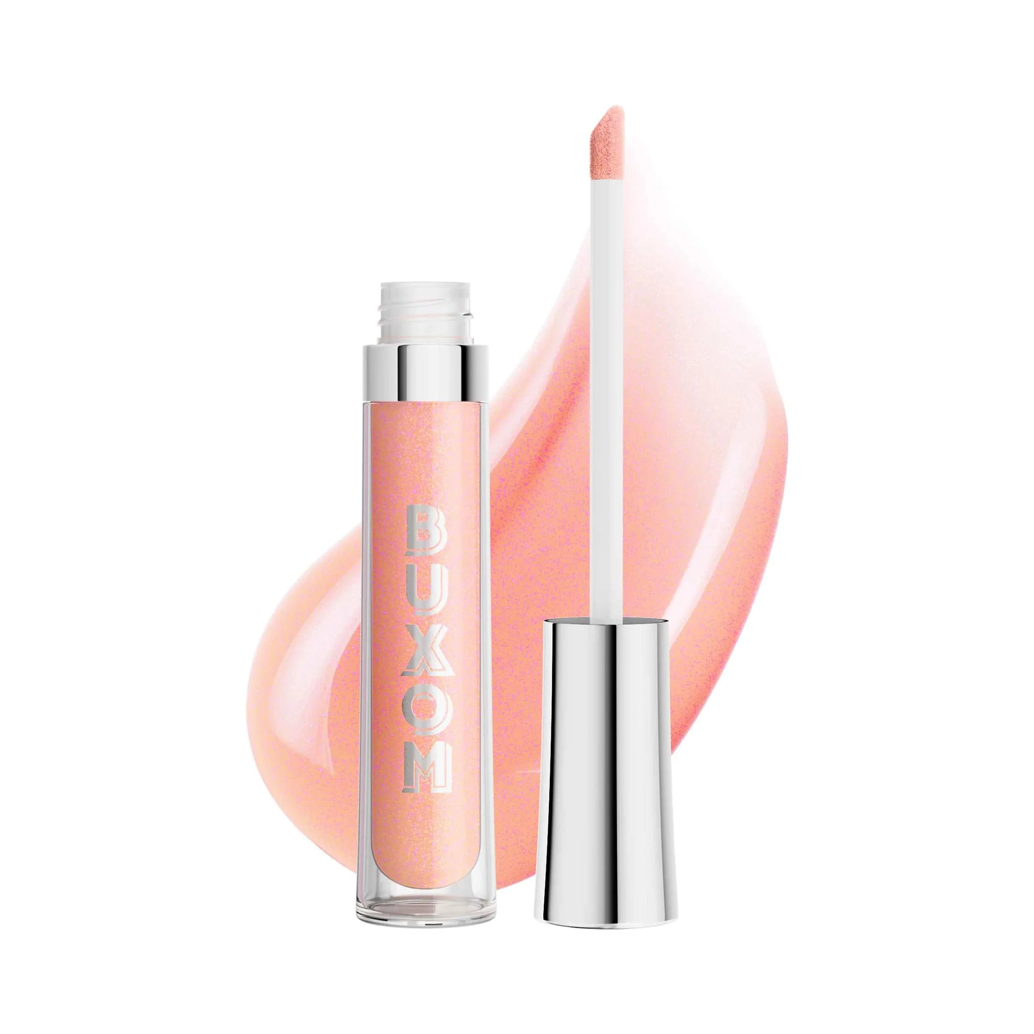 Buxom Full-On Tinted Lip Plumper Gloss, High-Shine Moisturizing Lip Gloss with Peptides and Vitamin E, Vegan Formula, AM Kelly (Bubble Gum Pink Sparkle)