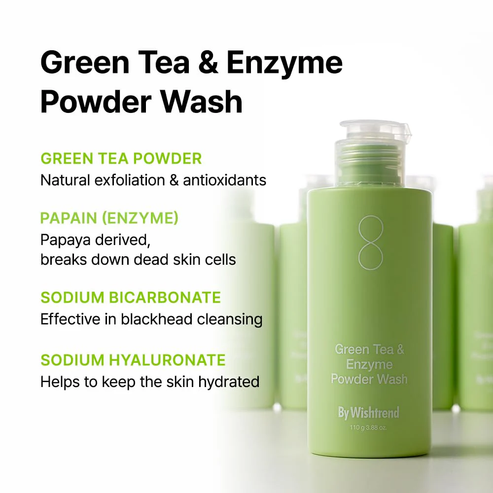 BY WISHTREND Green Tea & Enzyme Powder Wash, Gentle Face Wash for Sensitive Skin, Removes Impurities, Facial Cleanser for Dry Skin, Korean Skincare, Fragrance Free, 110g / 3.88 Oz - Image 7