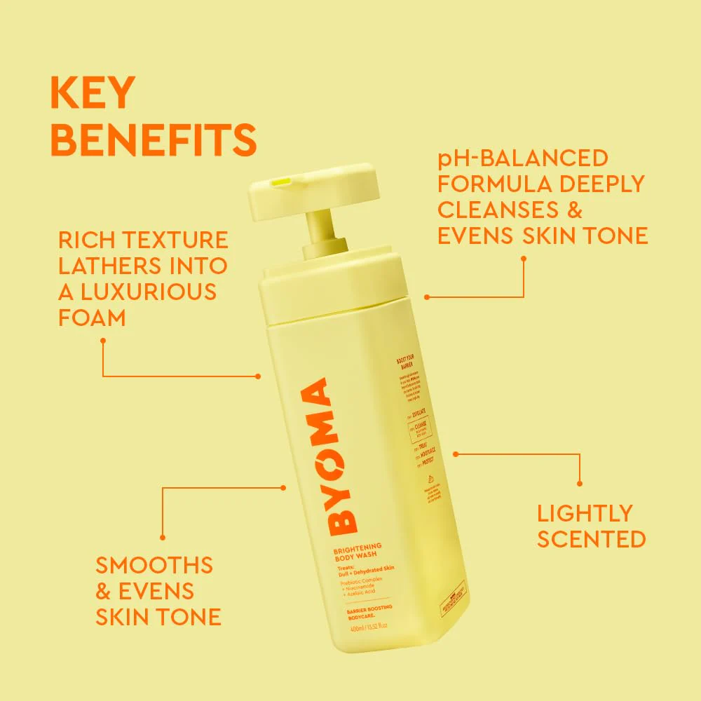 BYOMA Brightening Body Wash - Creamy Formula with Niacinamide & Azelaic Acid for Dull, Dehydrated Skin - Brightens & Evens Tone - Skin Barrier Repair - 16.9 Fl. Oz - Image 7