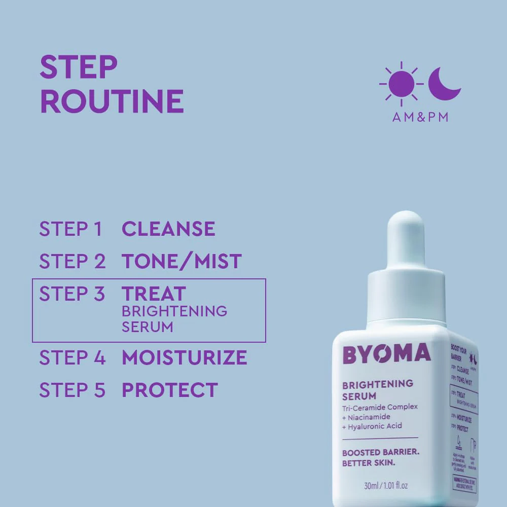 BYOMA Brightening Serum - Barrier Repair Serum - Brightening & Hydrating Face Serum with Hyaluronic Acid, Niacinamide & Ceramides - Hyaluronic Acid Serum For Face, Glowing, Radiant Skin - 1.01 fl. oz - Image 5